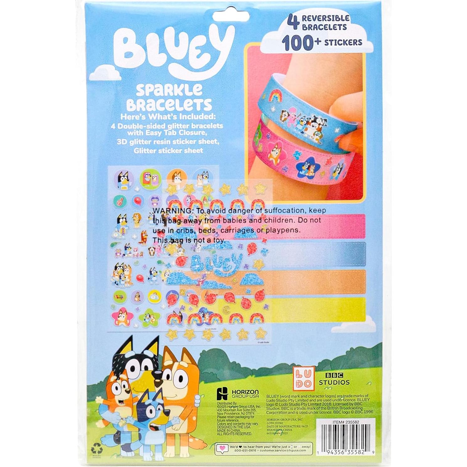 Kit de Pulseras Brillantes Bluey - 4 Reversibles DIY para Niños