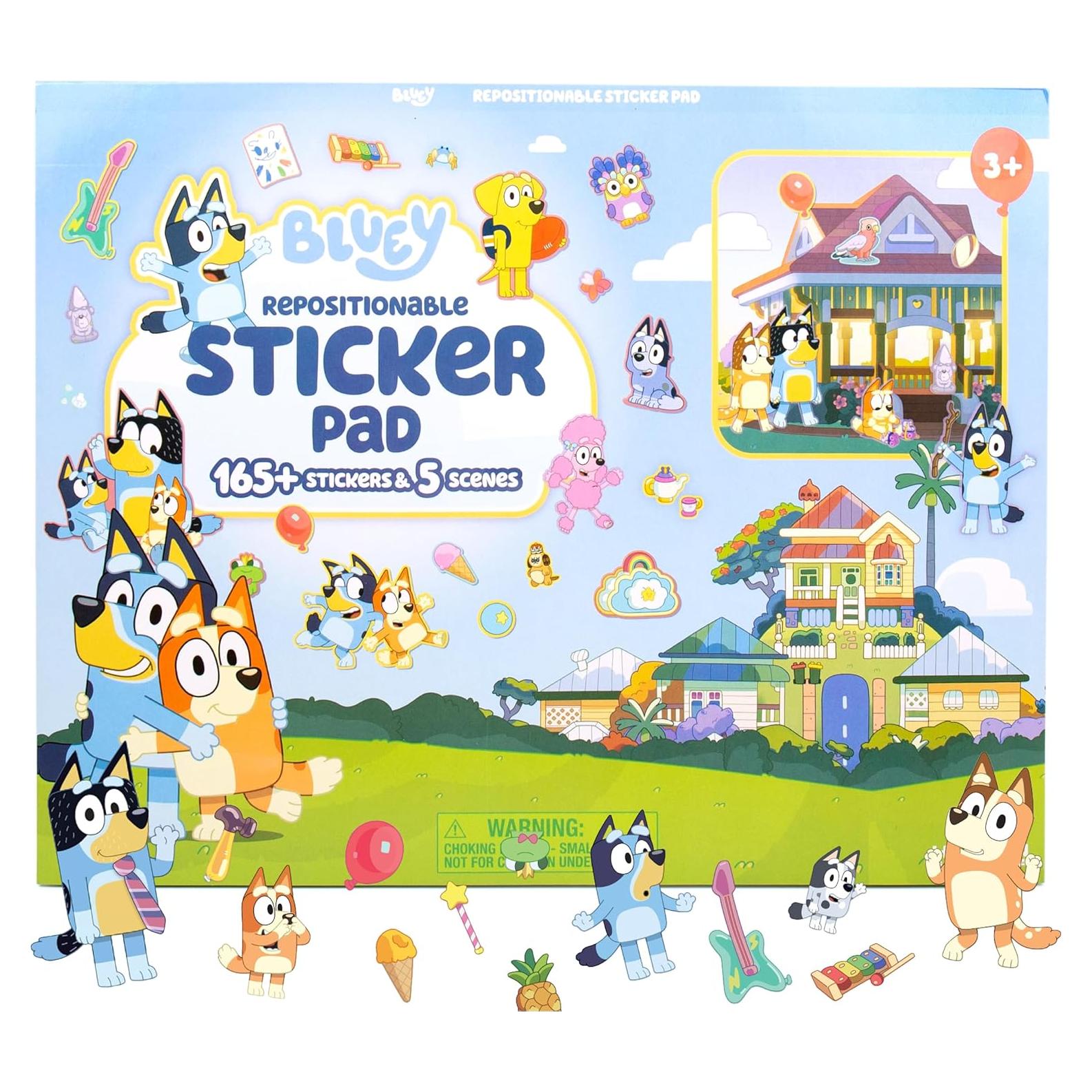 Bloc de Pegatinas Reposicionables Bluey - 165 Pegatinas y 5 Escenas