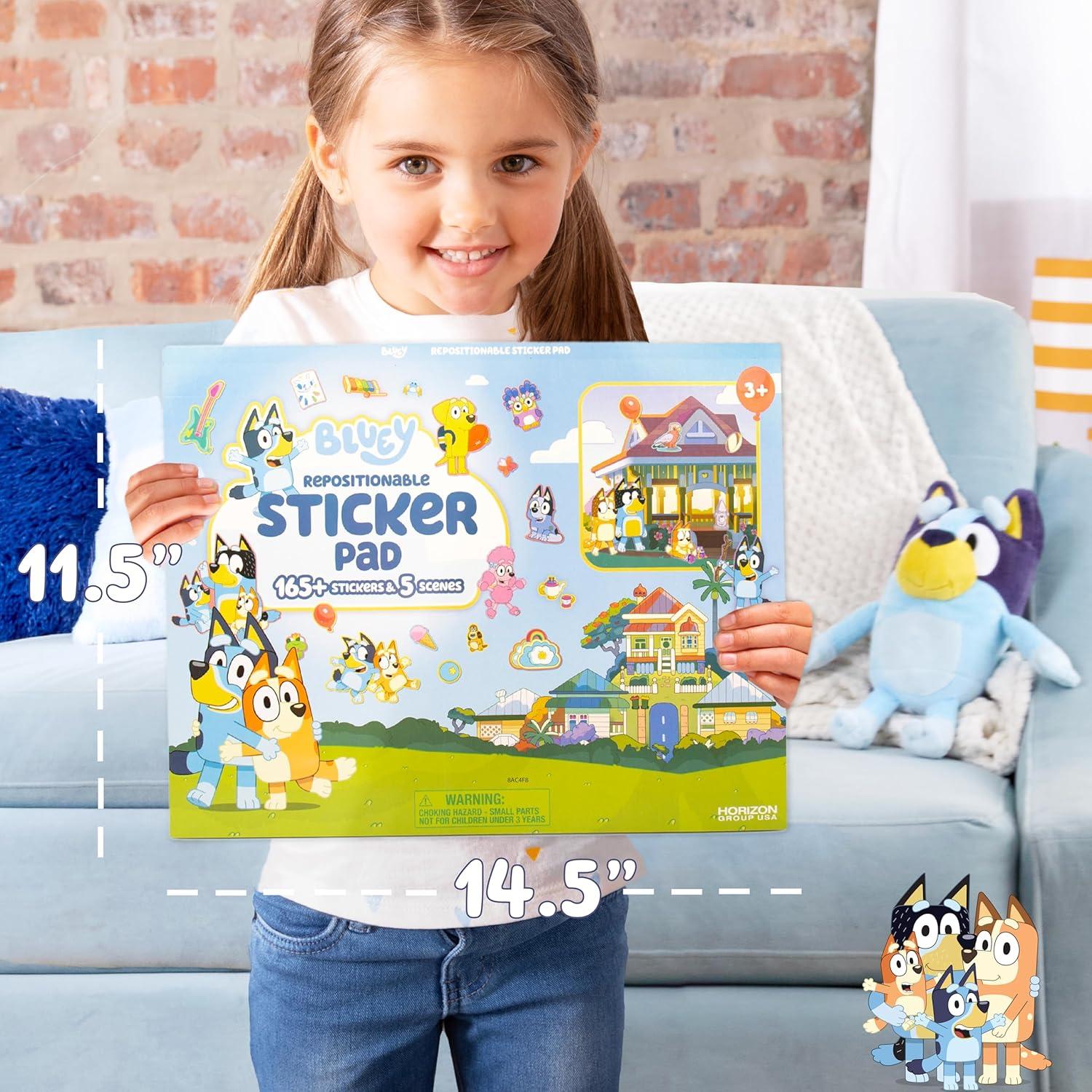 Bloc de Pegatinas Reposicionables Bluey - 165 Pegatinas y 5 Escenas