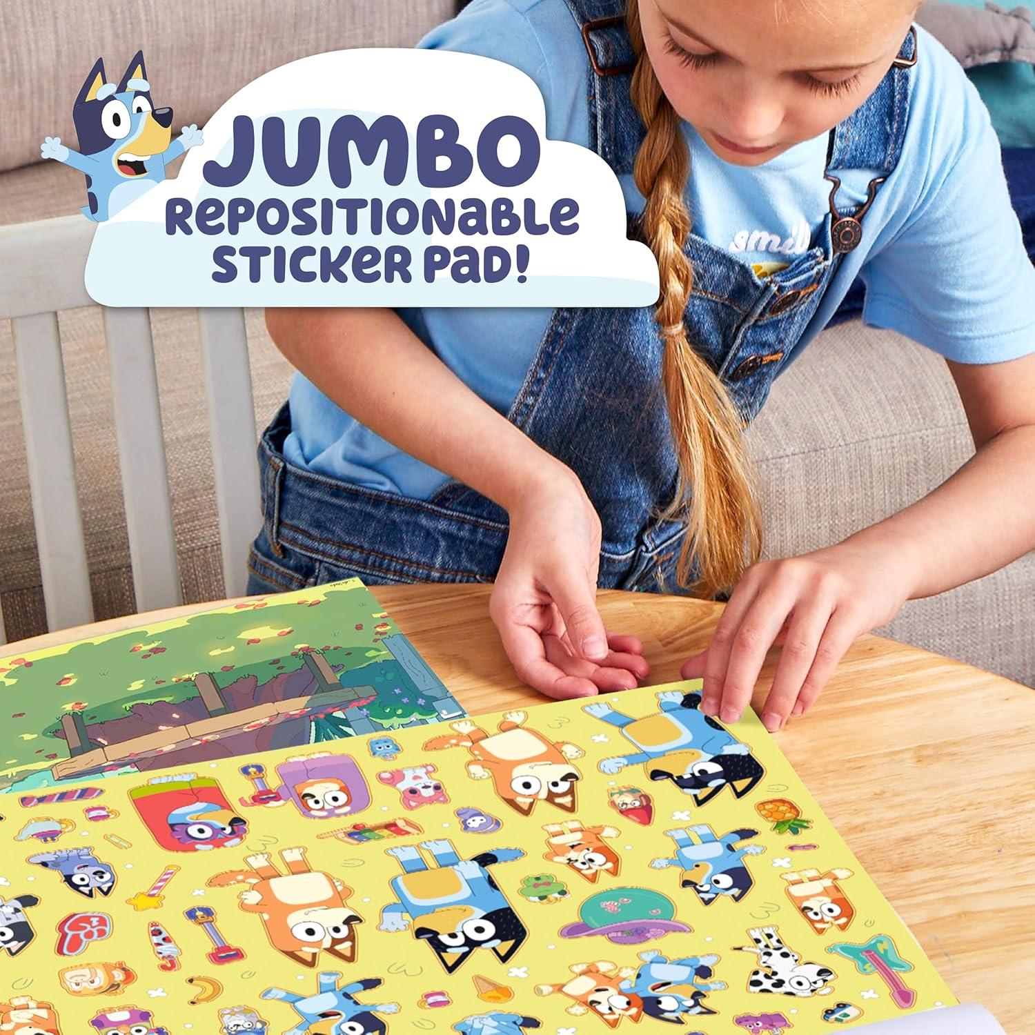 Bloc de Pegatinas Reposicionables Bluey - 165 Pegatinas y 5 Escenas