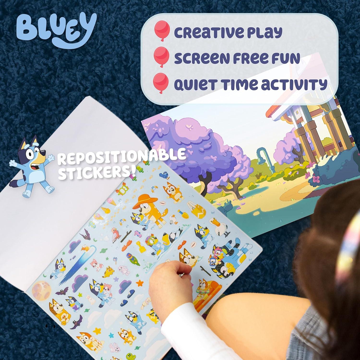 Bloc de Pegatinas Reposicionables Bluey - 165 Pegatinas y 5 Escenas