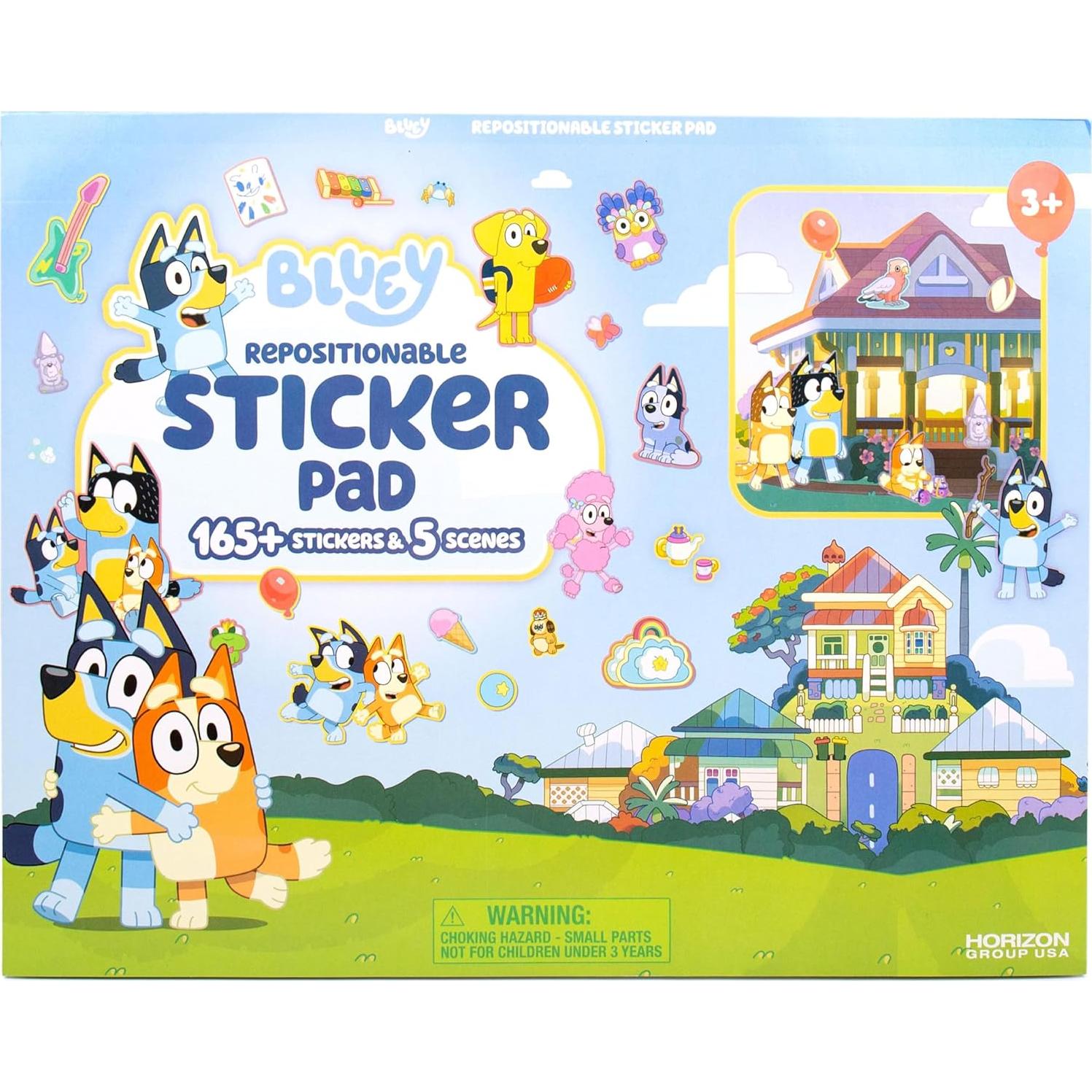 Bloc de Pegatinas Reposicionables Bluey - 165 Pegatinas y 5 Escenas