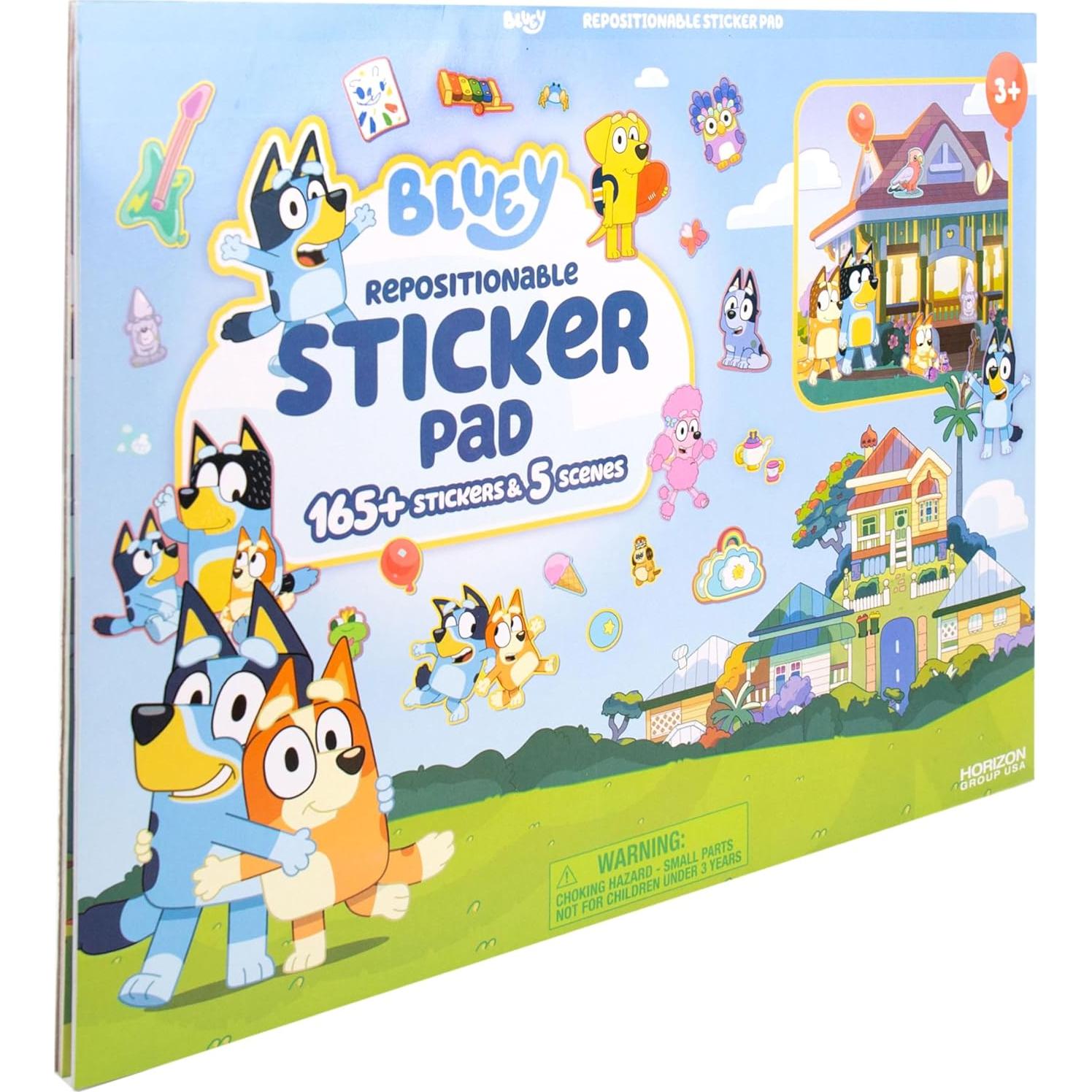 Bloc de Pegatinas Reposicionables Bluey - 165 Pegatinas y 5 Escenas