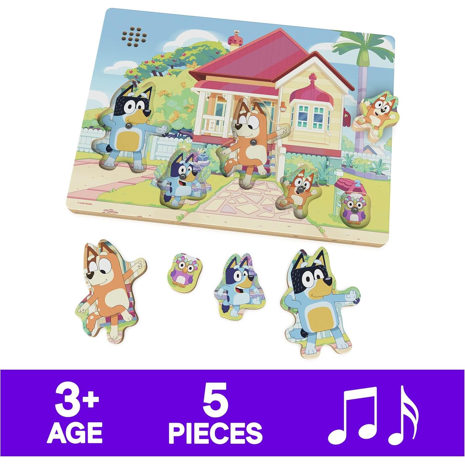 Rompecabezas Sonoro de Madera Bluey - 5 Piezas para Niños