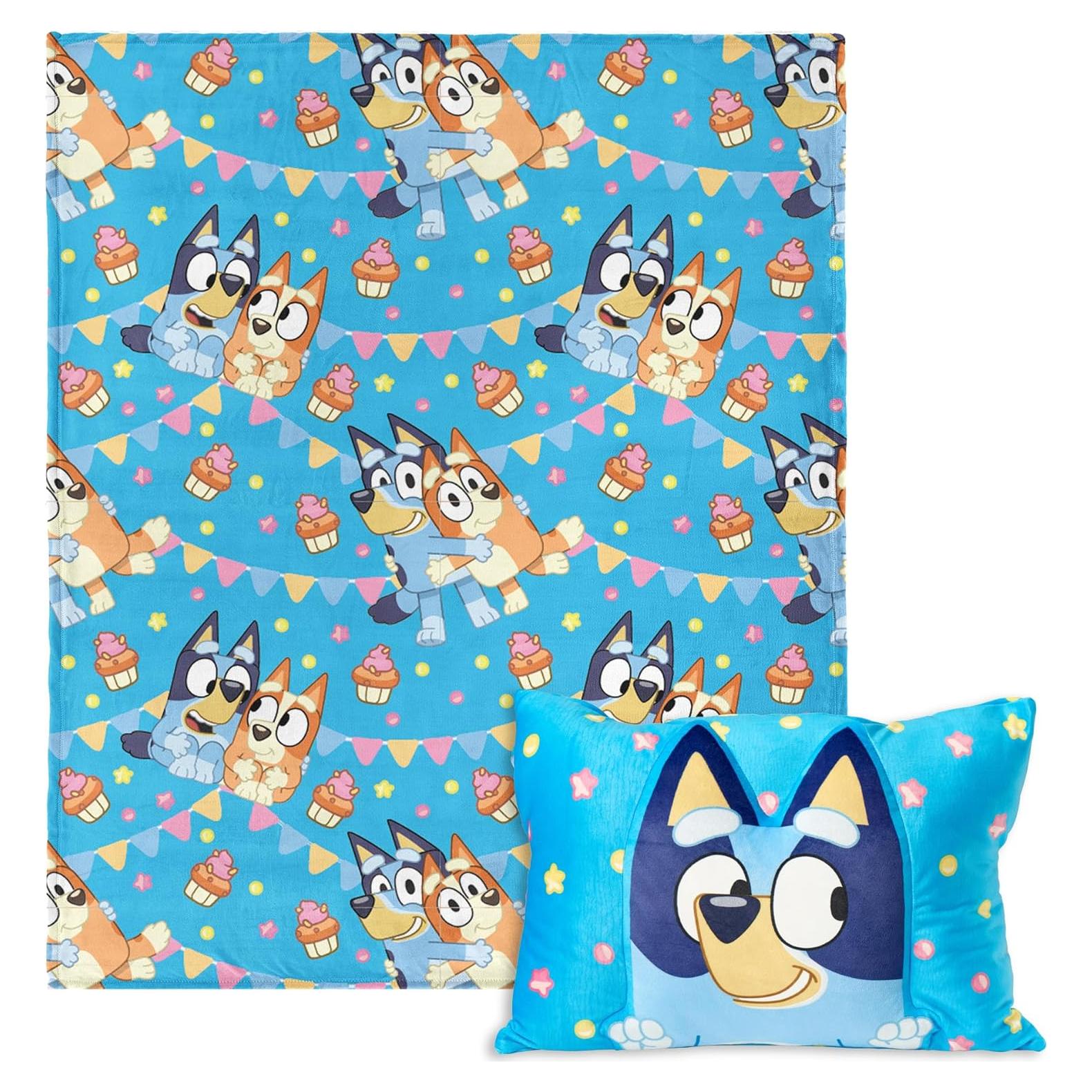 Manta y Almohada Bluey Cachorros de Fiesta 127x152 cm