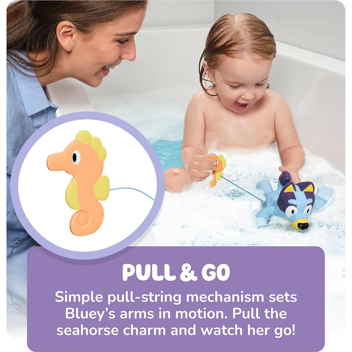 Juguete de baño Bluey Toomies nadador con caballito de mar