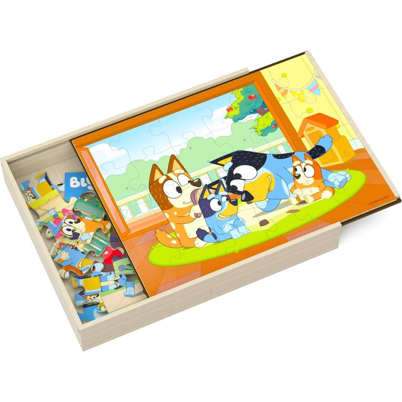 Rompecabezas de Madera Bluey 5 Pack con Calcomanías