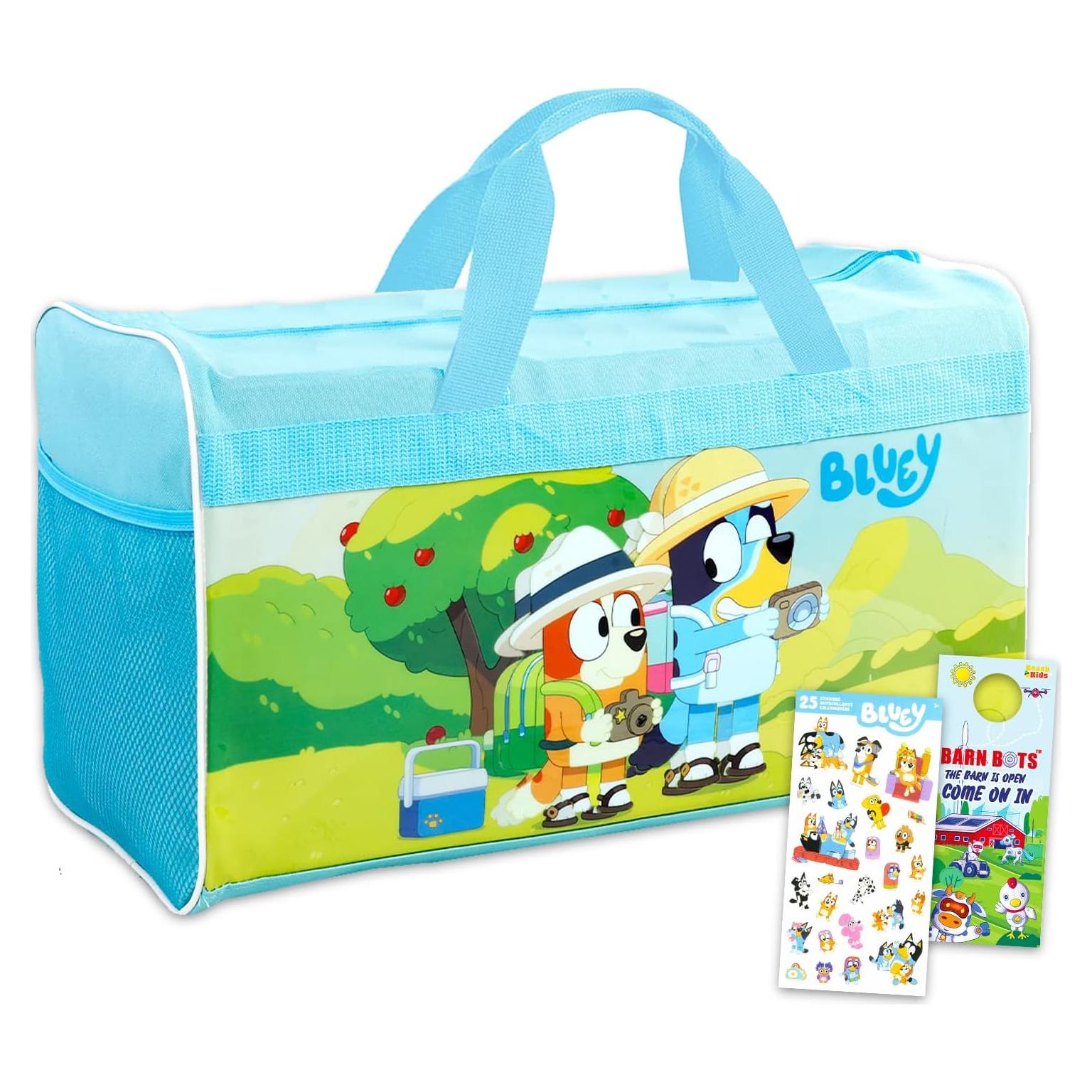Bolsa de Duffle Bluey para Niños - Maleta de Mano y Stickers