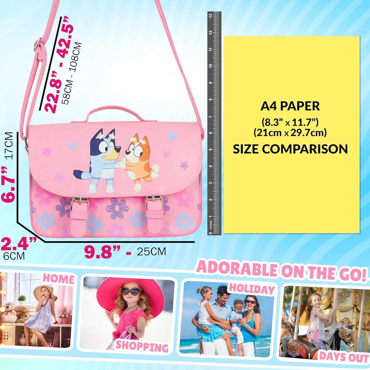 Bolso Bandolera Bluey para Niñas Rosa 25x17x6 cm