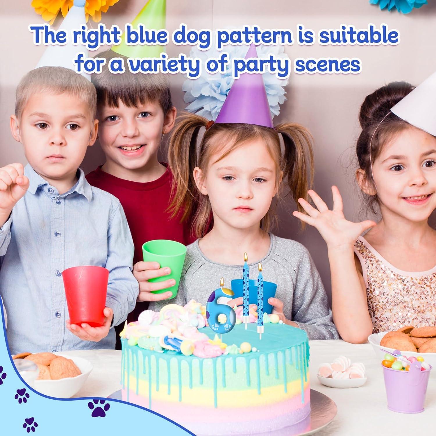 Juego de Velas de Cumpleaños 13PCS AXBMM Huellas Perro Azul