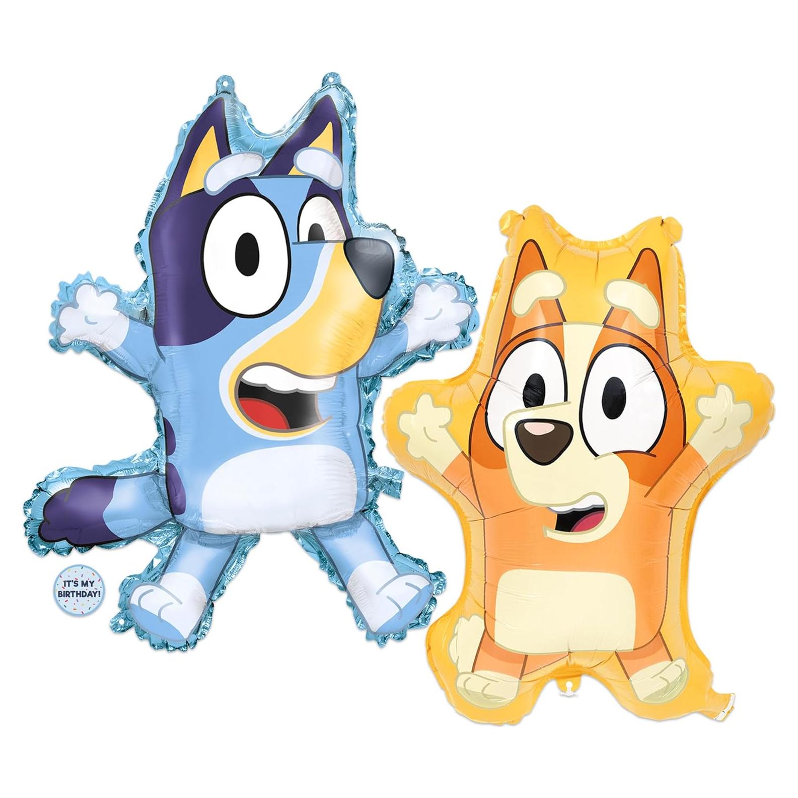 Globos de Cumpleaños Bluey y Bingo - 28" y 25" - Licencia Oficial