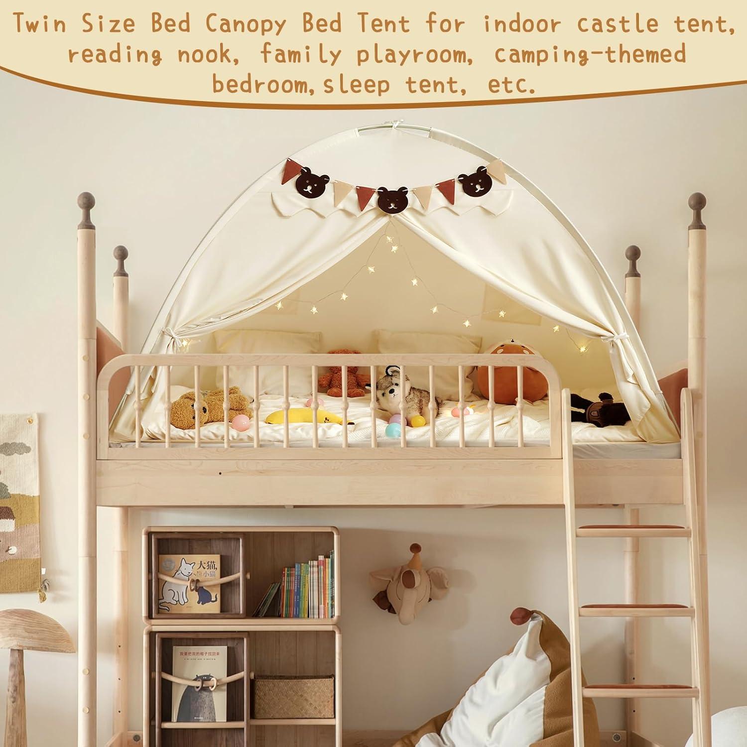 Carpa de Cama Twin YEERSWAG Beige 196x99x124 cm con Luces