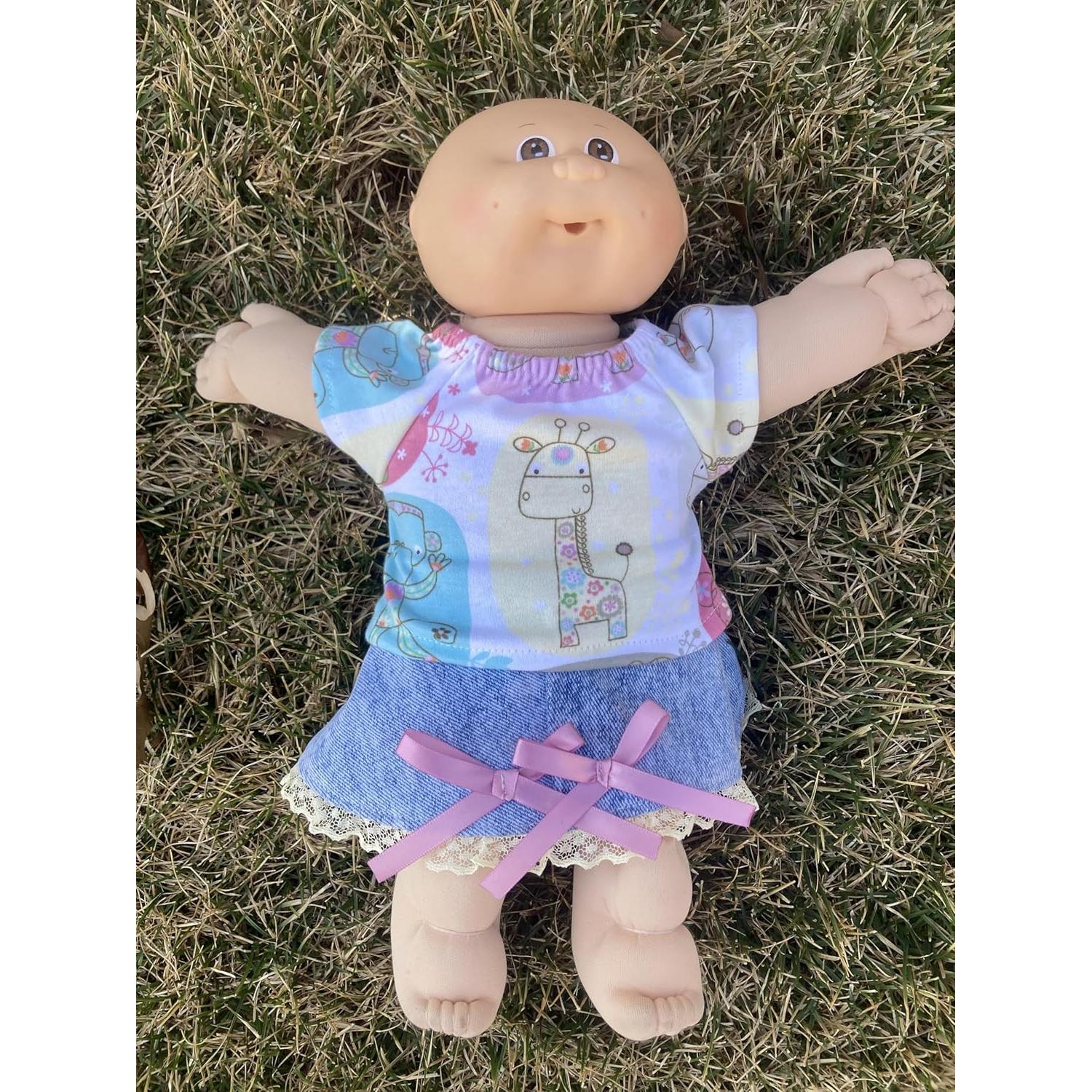 Camiseta estampado animal y falda mezclilla azul para muñecas 35.56 cm