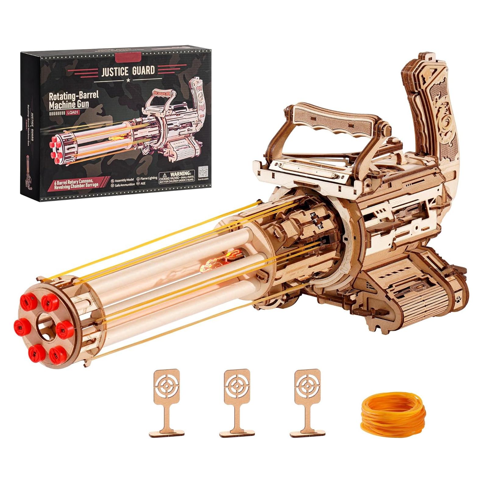 Rompecabezas 3D de Madera ROBOTIME Ametralladora Rotativa