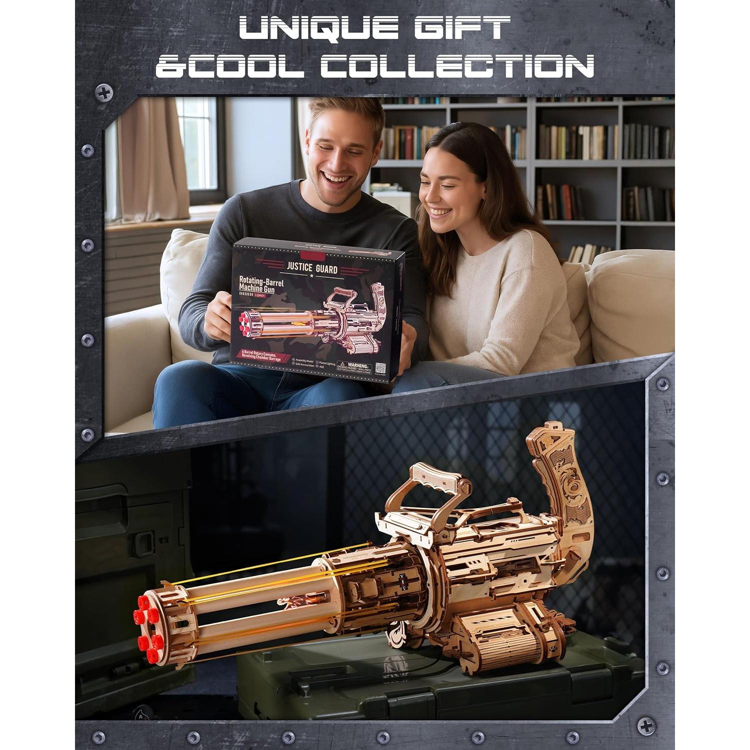 Rompecabezas 3D de Madera ROBOTIME Ametralladora Rotativa