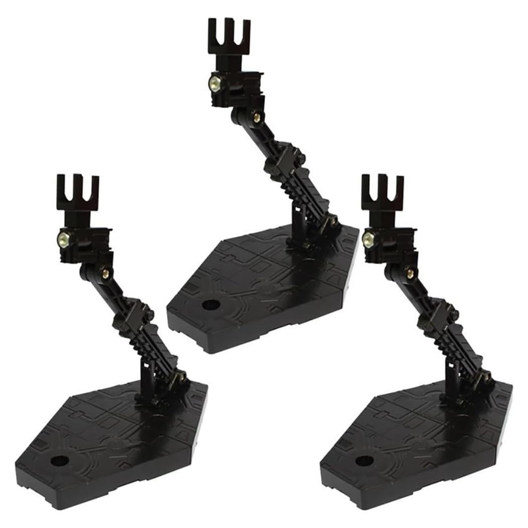 Soporte de Figura de Acción 3 Piezas Ajustable Negro