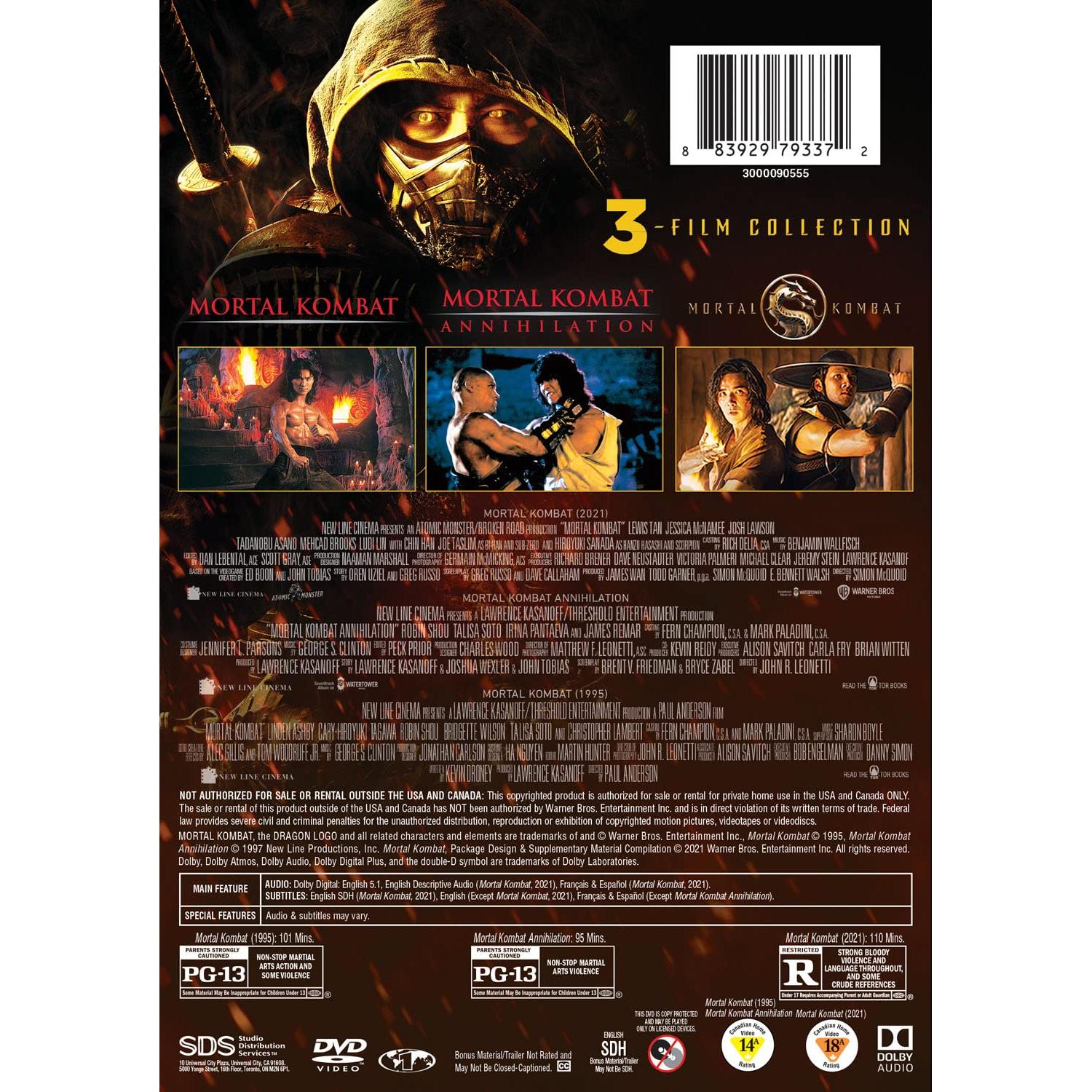 Colección de 3 películas Mortal Kombat en DVD - Warner