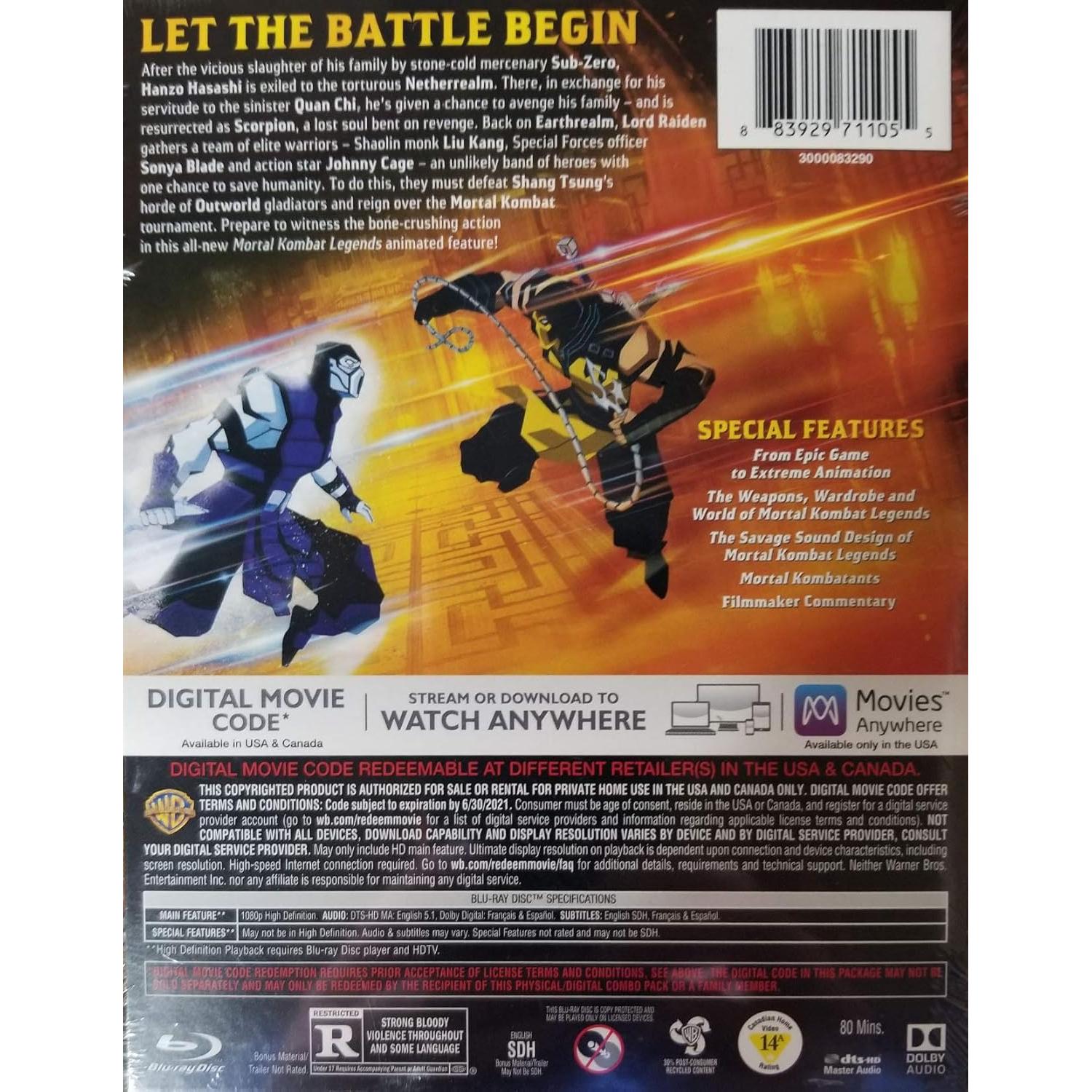 Mortal Kombat Legends Venganza de Scorpion Blu-ray y DVD