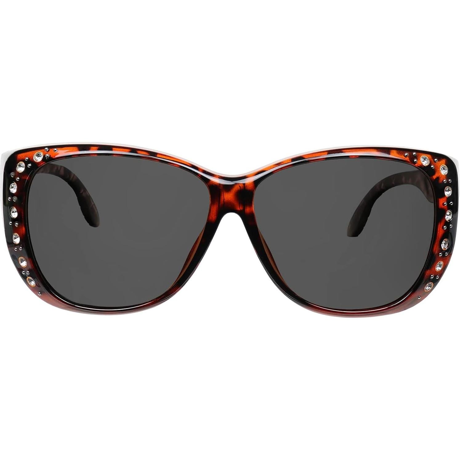 Gafas de sol fitover UV para mujeres - Marco marrón habana