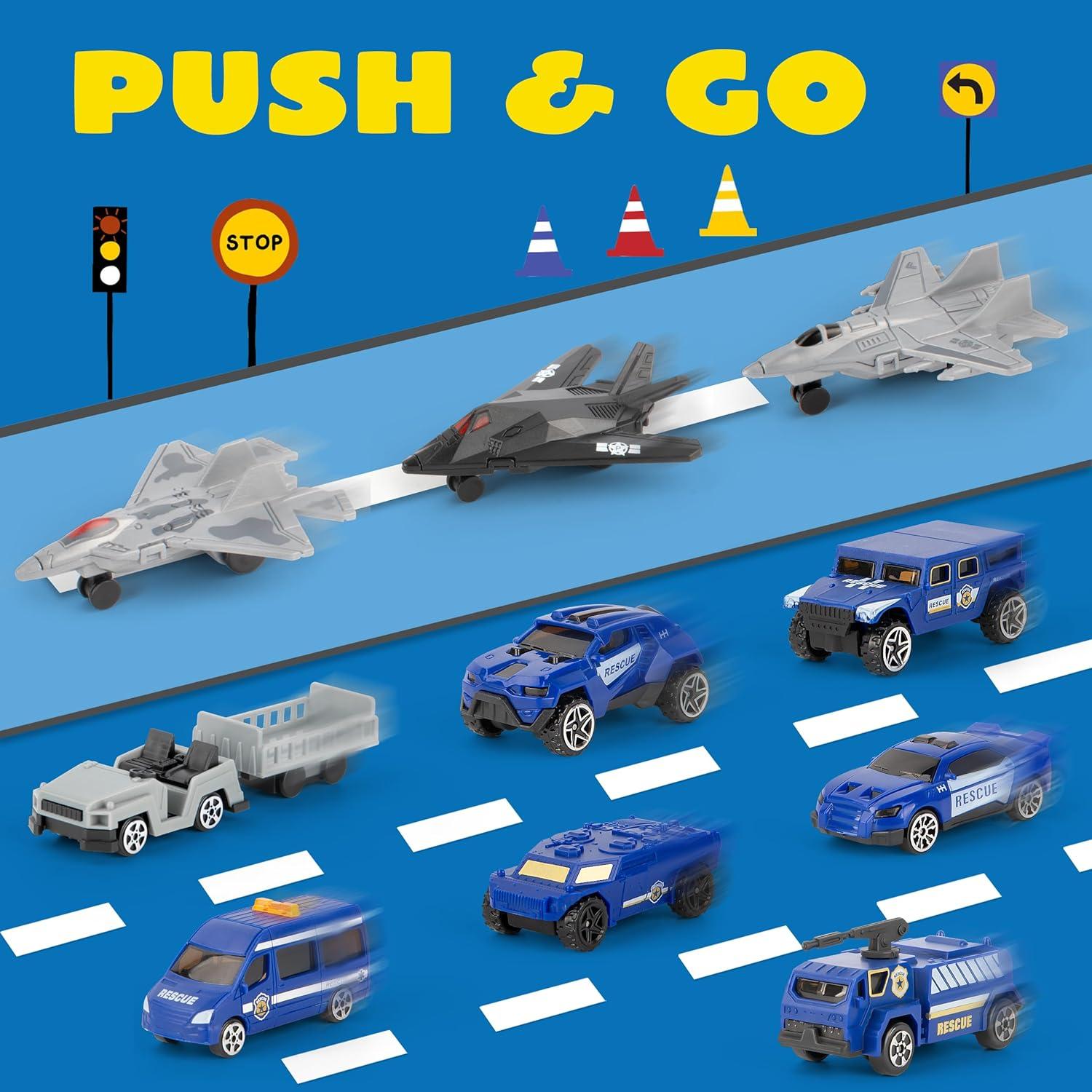 Juego de Juguete Helicóptero Policía XDUOYJOY 2-en-1 con Vehículos