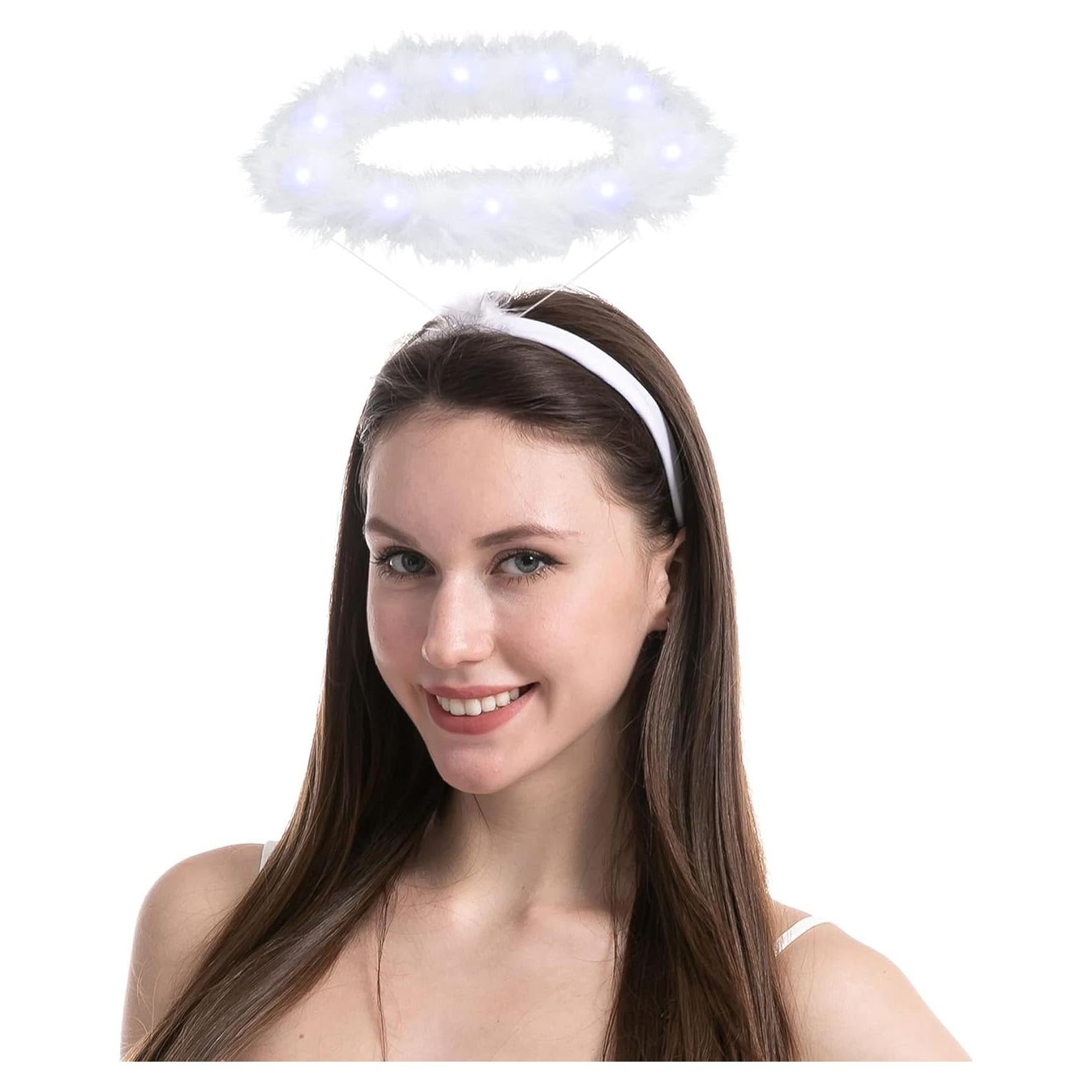 Diadema de Halo Iluminada LED Spooktacular Creations - Ángel Blanco