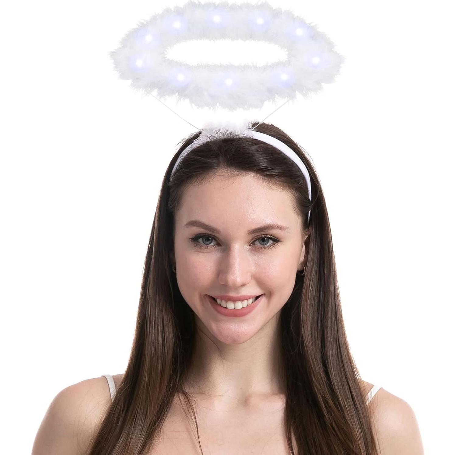 Diadema de Halo Iluminada LED Spooktacular Creations - Ángel Blanco