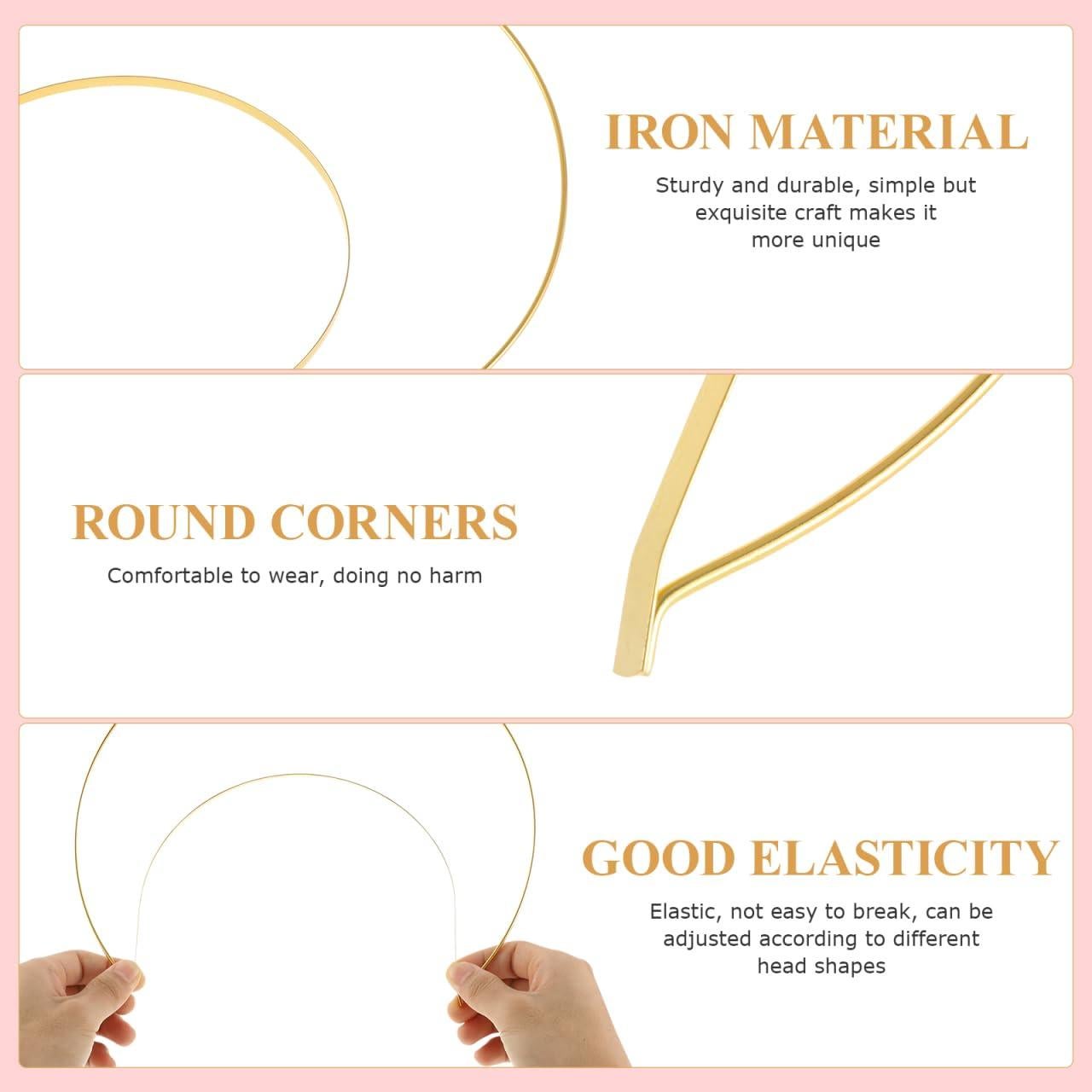 Diadema Halo Dorada Beaupretty para Boda y Fiesta - 22.3x21cm