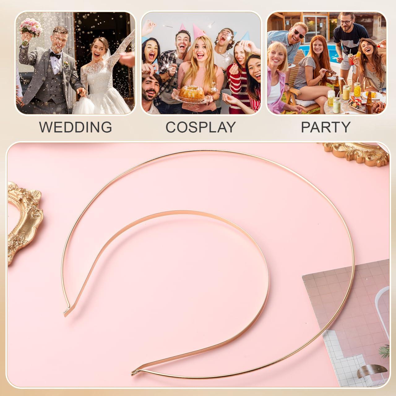 Diadema Halo Dorada Beaupretty para Boda y Fiesta - 22.3x21cm