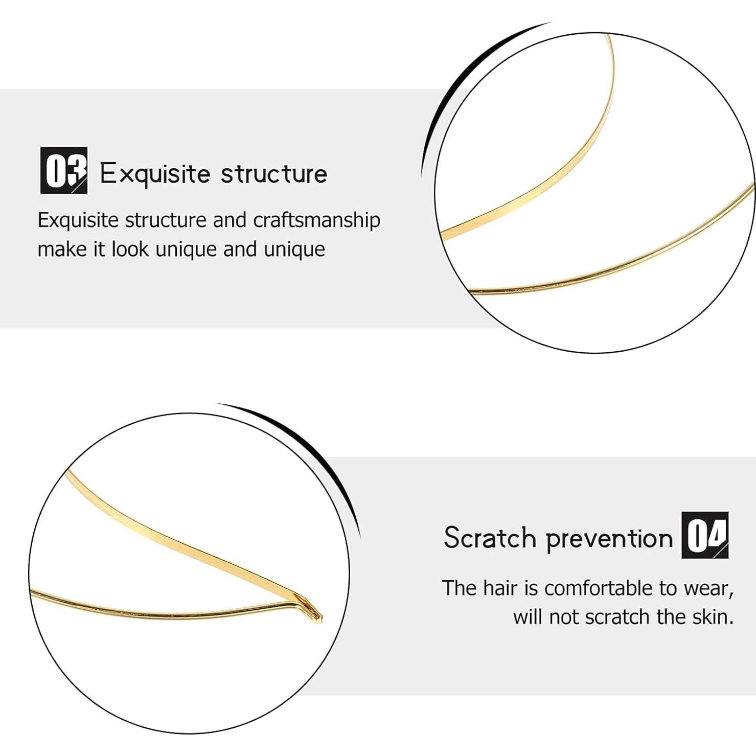 Diadema Halo Dorada Beaupretty para Boda y Fiesta - 22.3x21cm