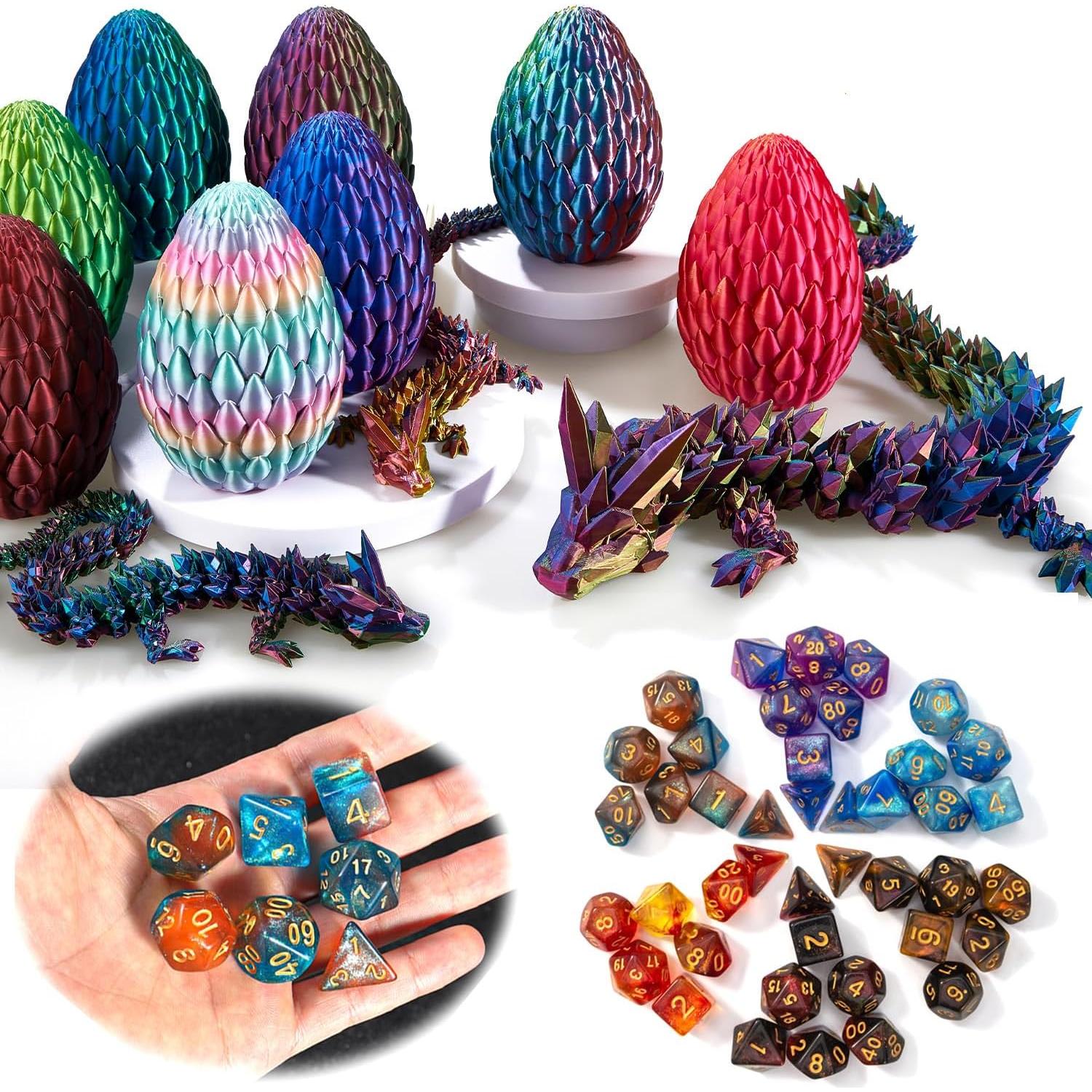 Juego de Dados DND 7 Piezas + Huevo de Dragón 38.1 cm Rojo Dorado