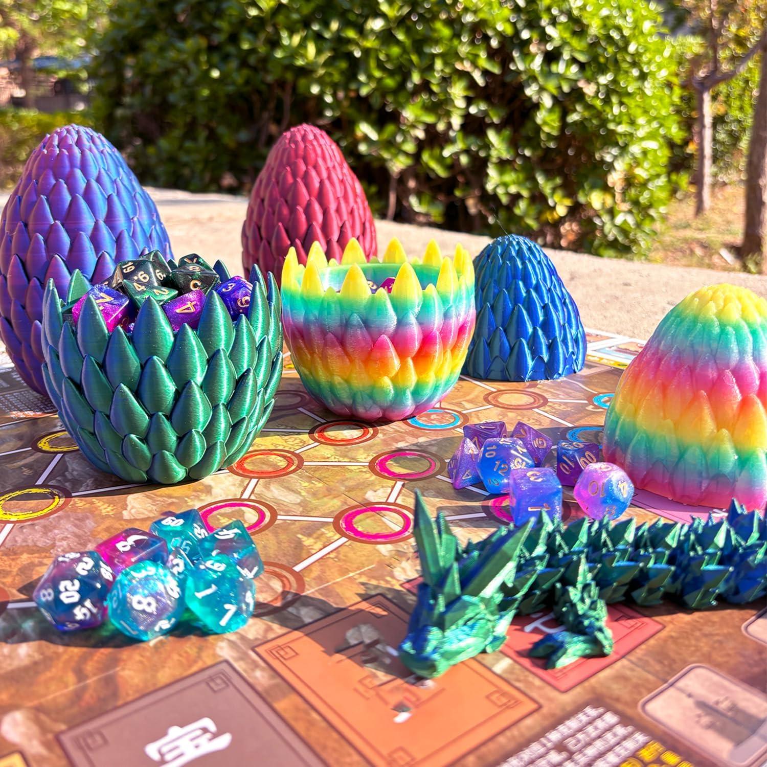 Juego de Dados DND 7 Piezas + Huevo de Dragón 38.1 cm Rojo Dorado