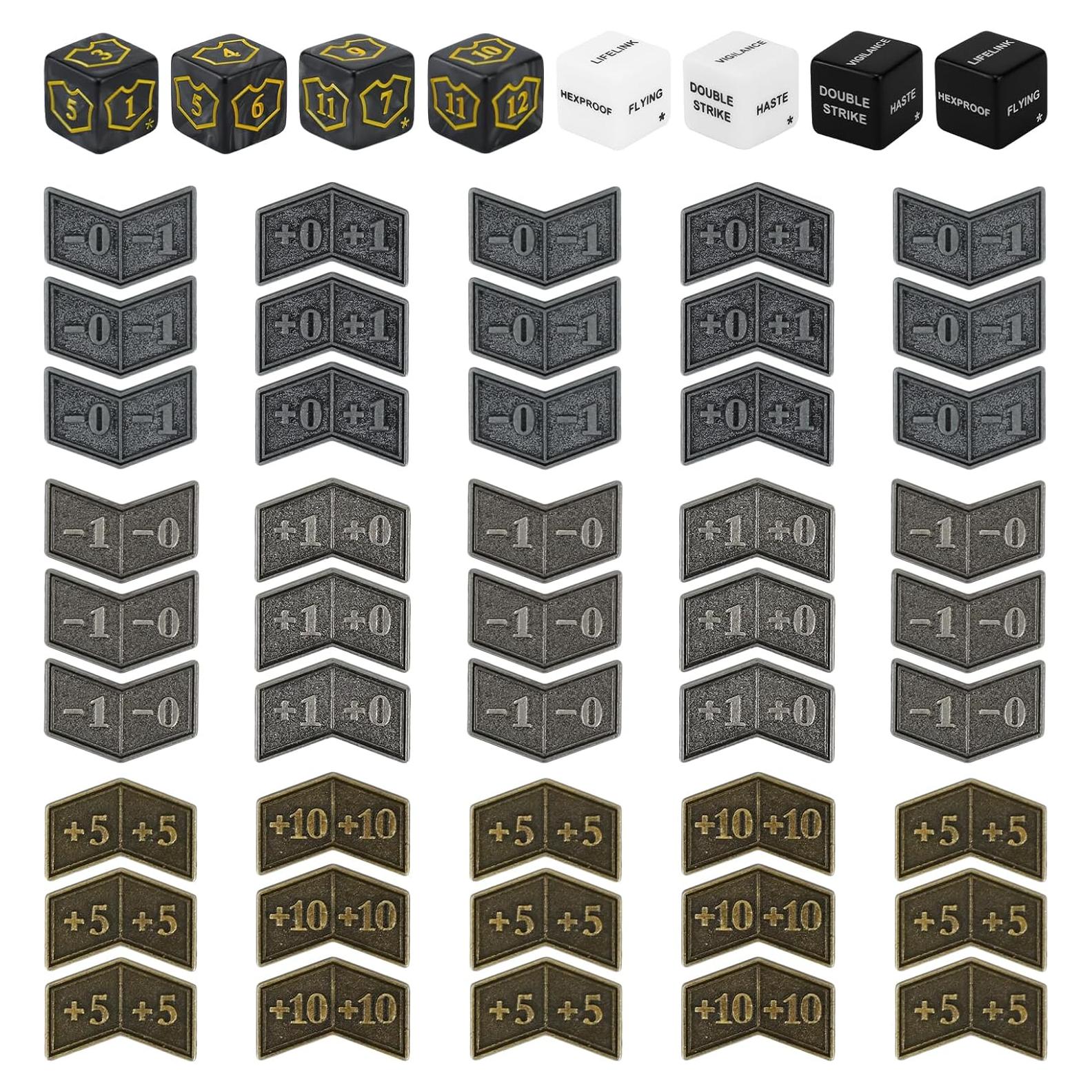 Set 53 Piezas Contadores y Dados MTG - Metal y Acrílico