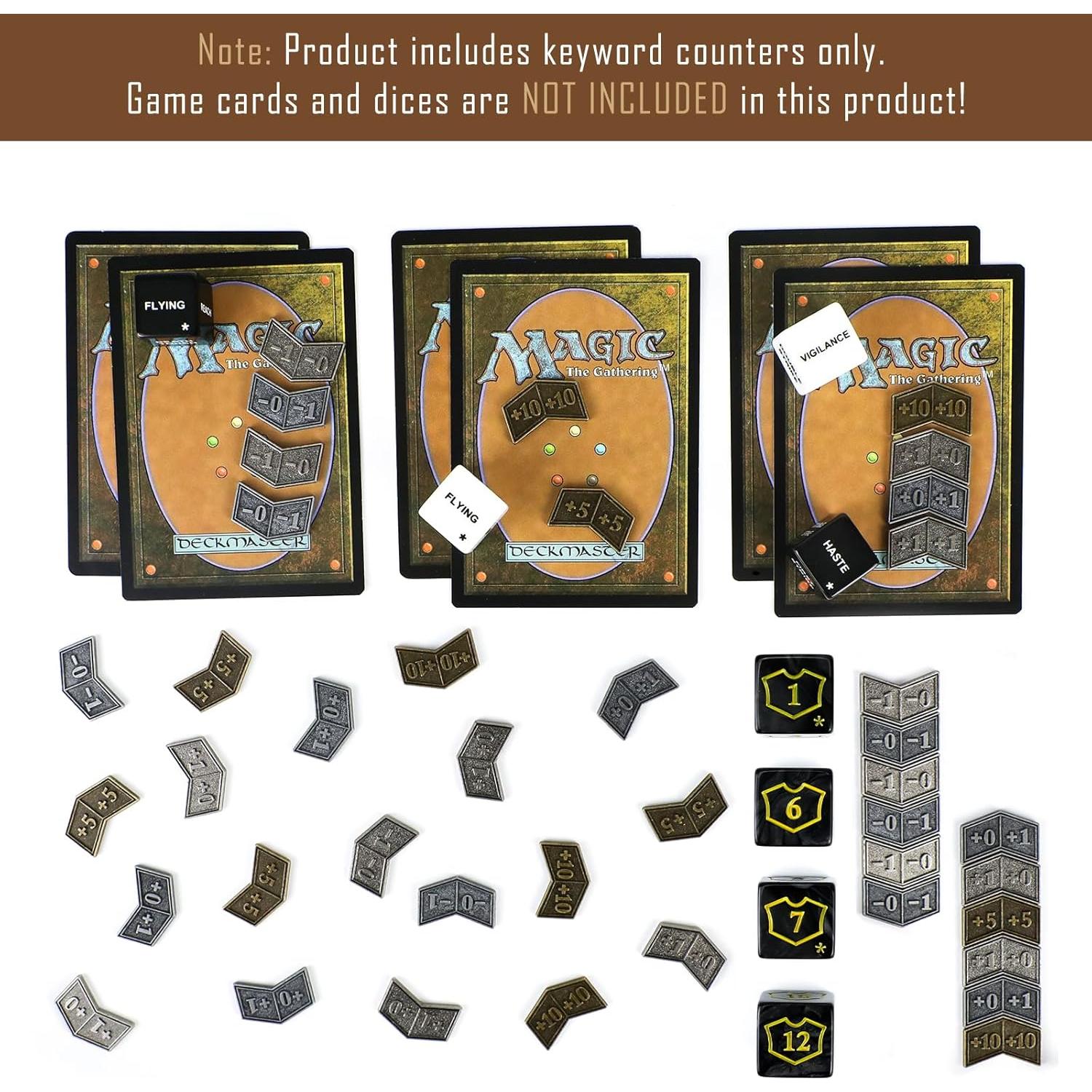 Set 53 Piezas Contadores y Dados MTG - Metal y Acrílico