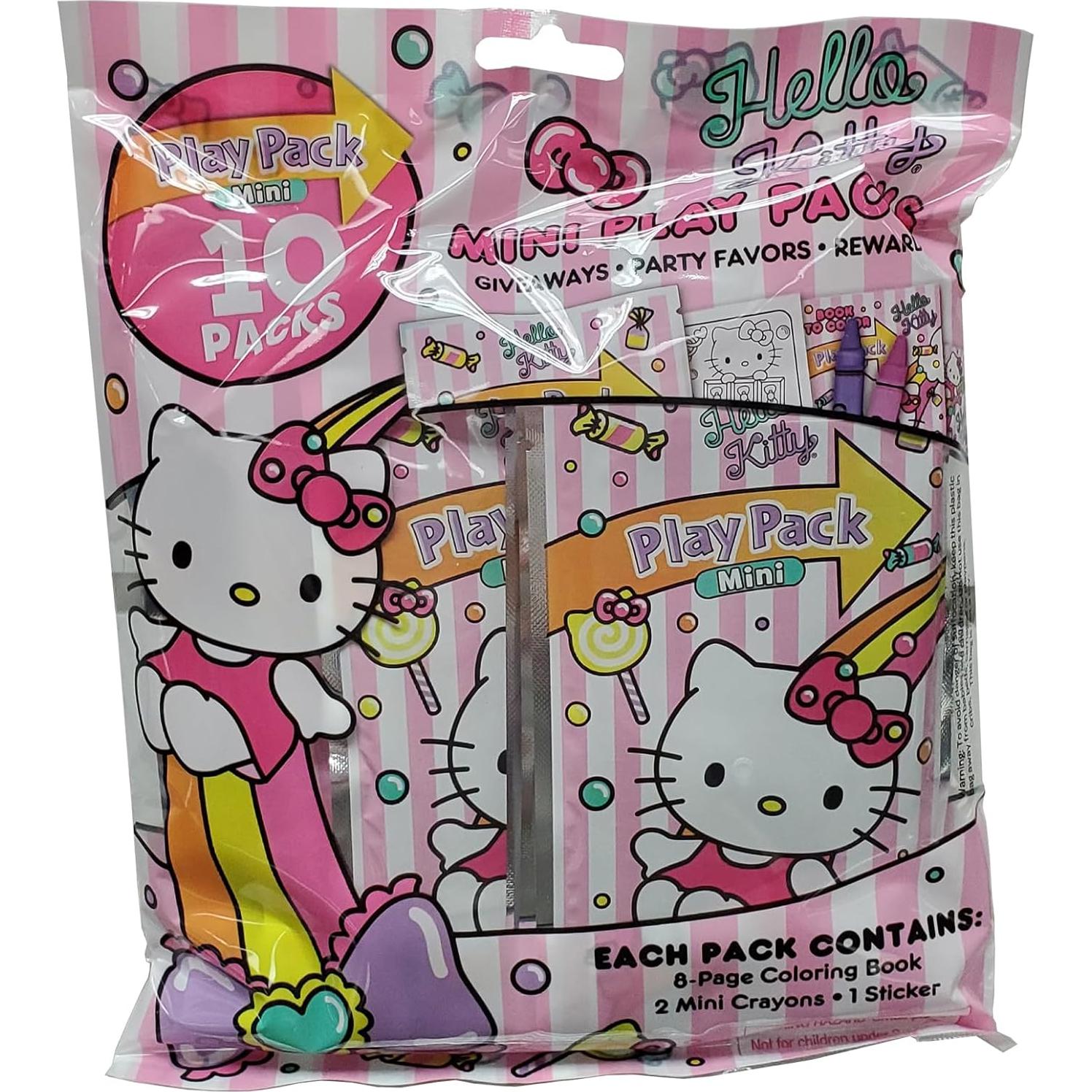 Paquete de Juego Mini Hello Kitty Bendon - 10 Paquetes con Colores y Stickers