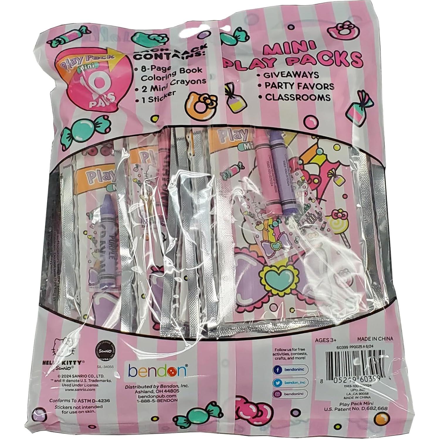 Paquete de Juego Mini Hello Kitty Bendon - 10 Paquetes con Colores y Stickers
