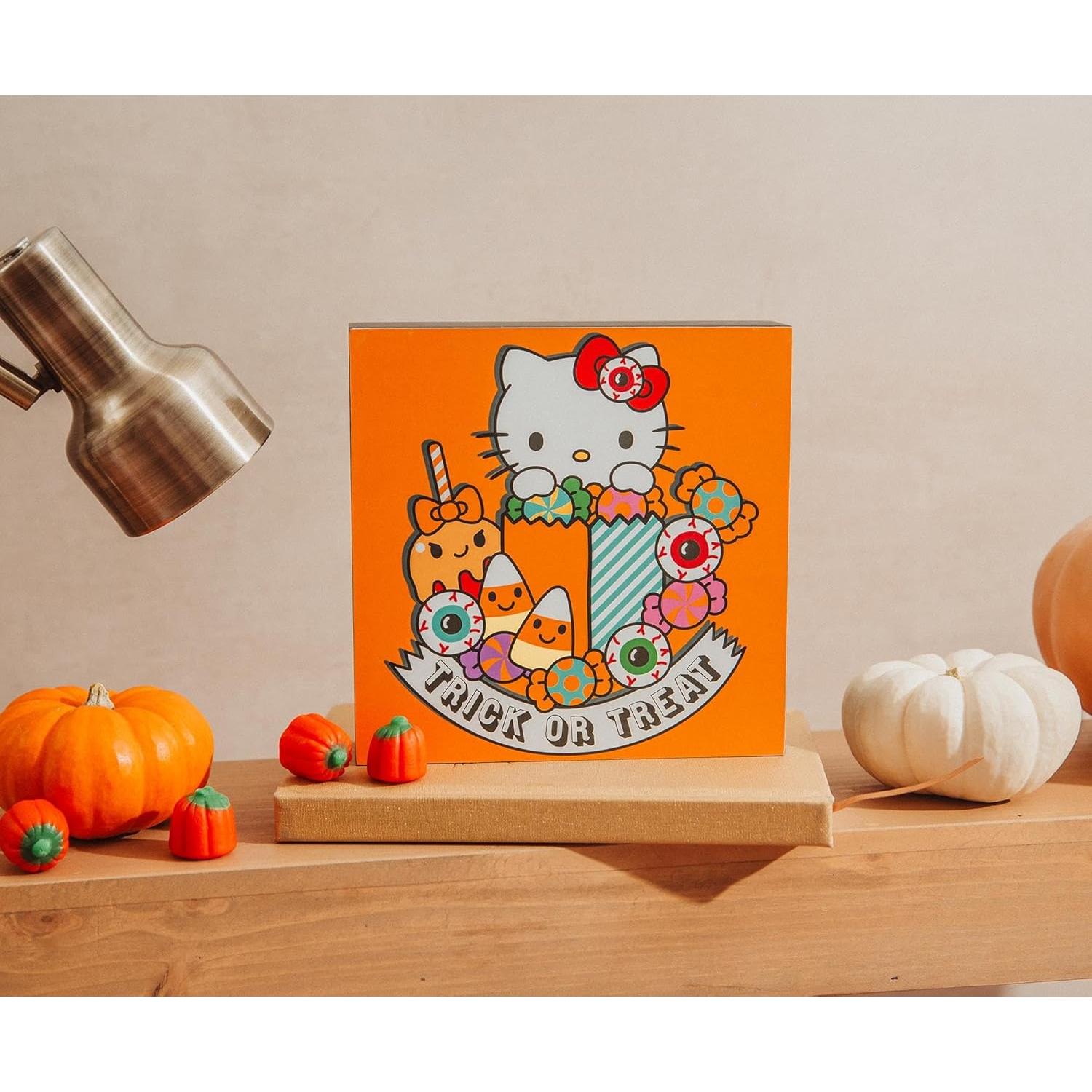 Cartel Decorativo Hello Kitty Halloween MDF 15.24 cm