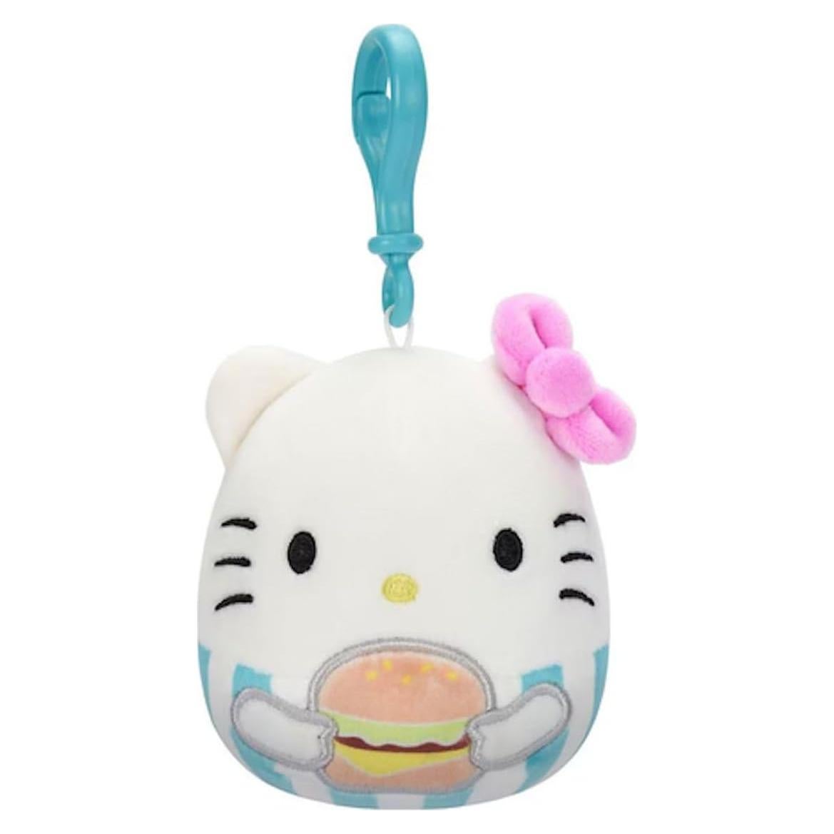 Squishmallow Hello Kitty con Hamburguesa 8.9 cm Peluche Clip-On
