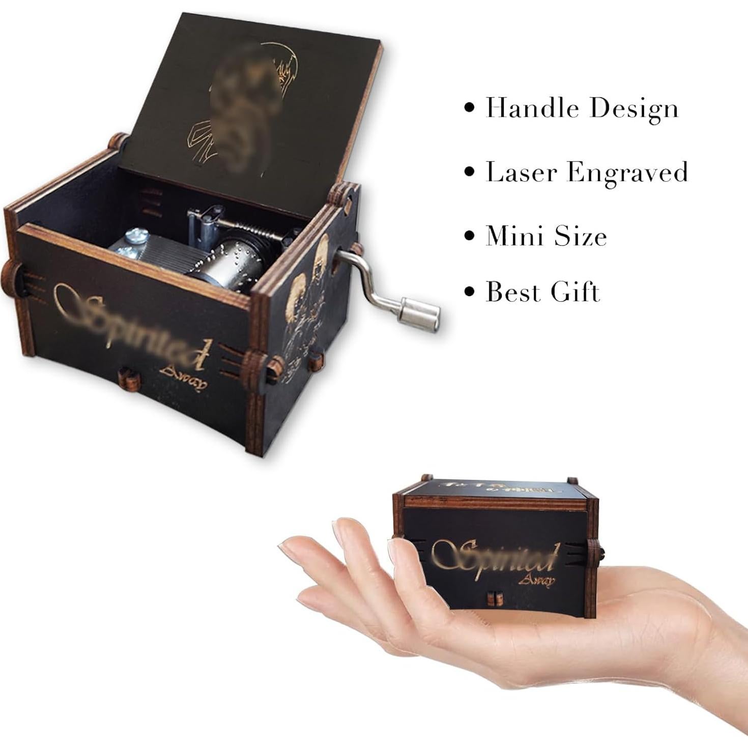 Caja de Música Bolunlun de Madera Manivela 6.35x5.08cm