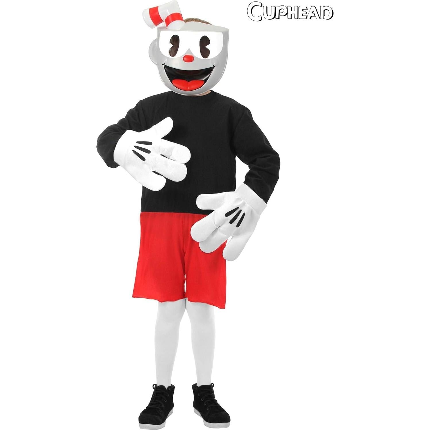 Disfraz de niño Cuphead Elope - Overol, máscara y guantes