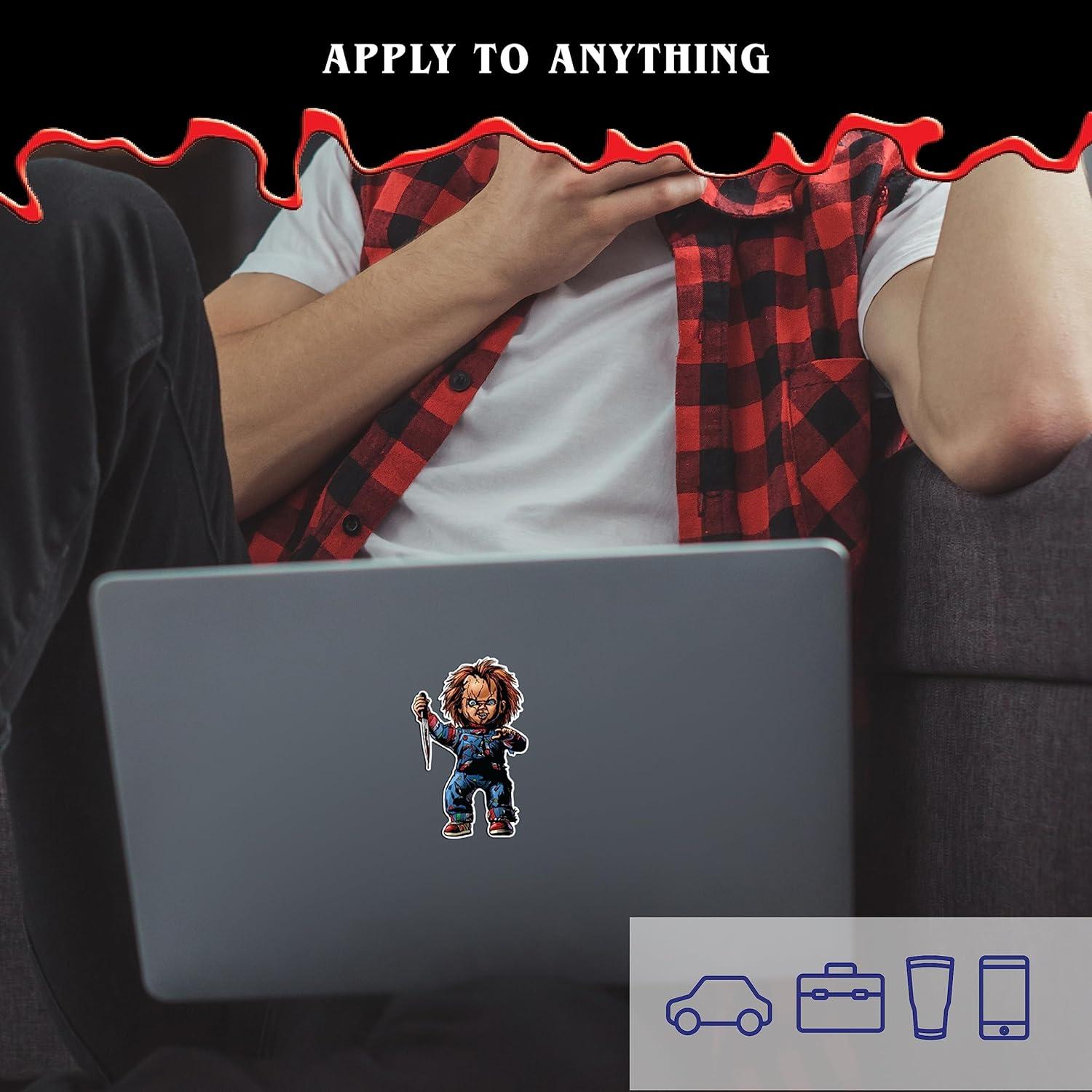 Set de 3 Calcomanías Chucky & Tiffany - Vinilo para Auto y Laptop