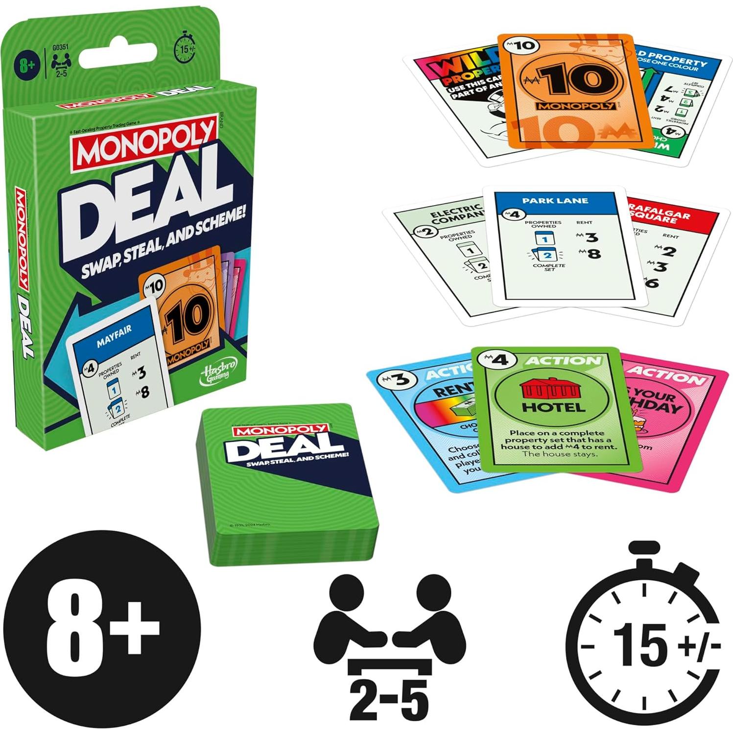 Juego de Cartas Monopoly Deal Hasbro - Rápido y Divertido