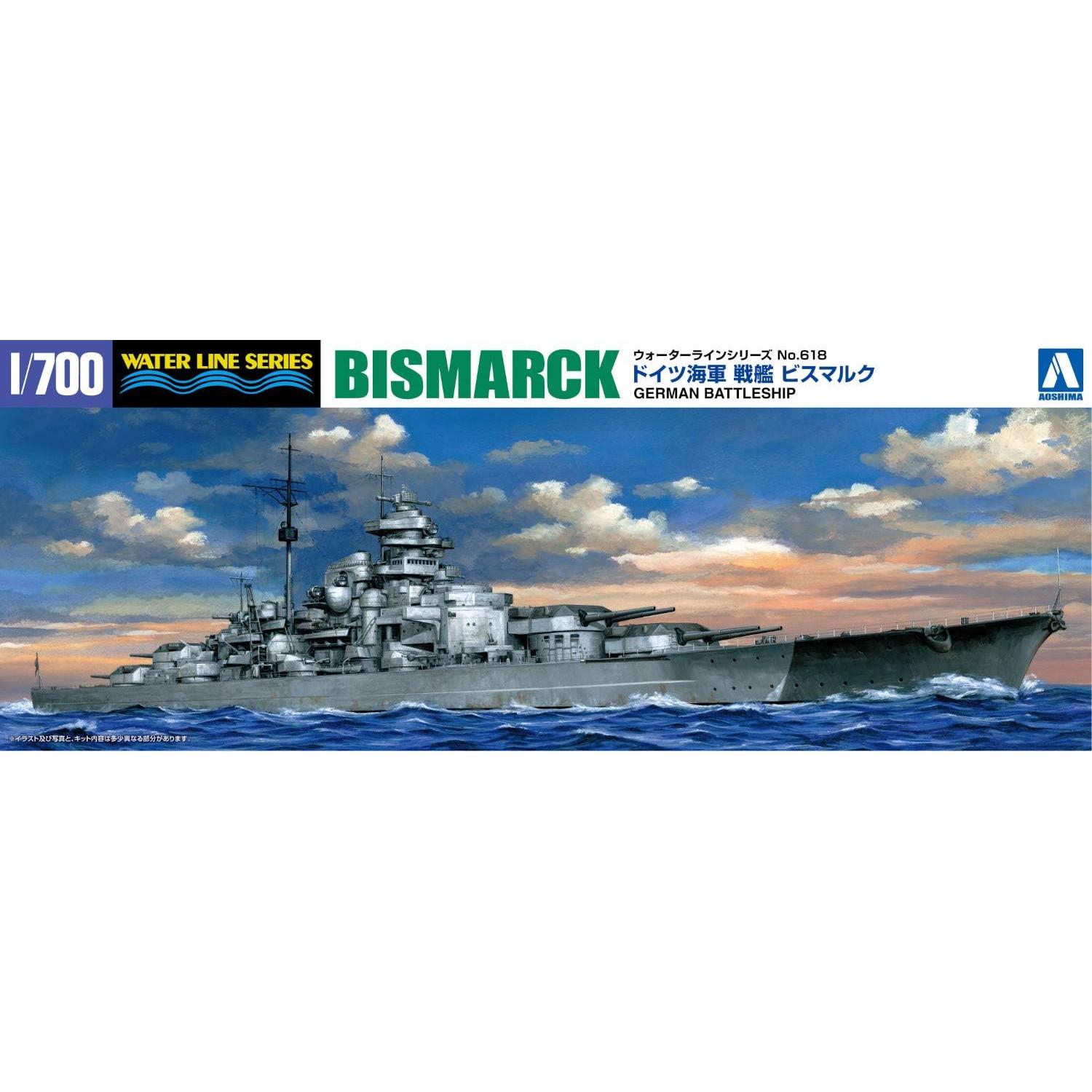 Modelo de Plástico Aoshima 1/700 Acorazado Bismarck