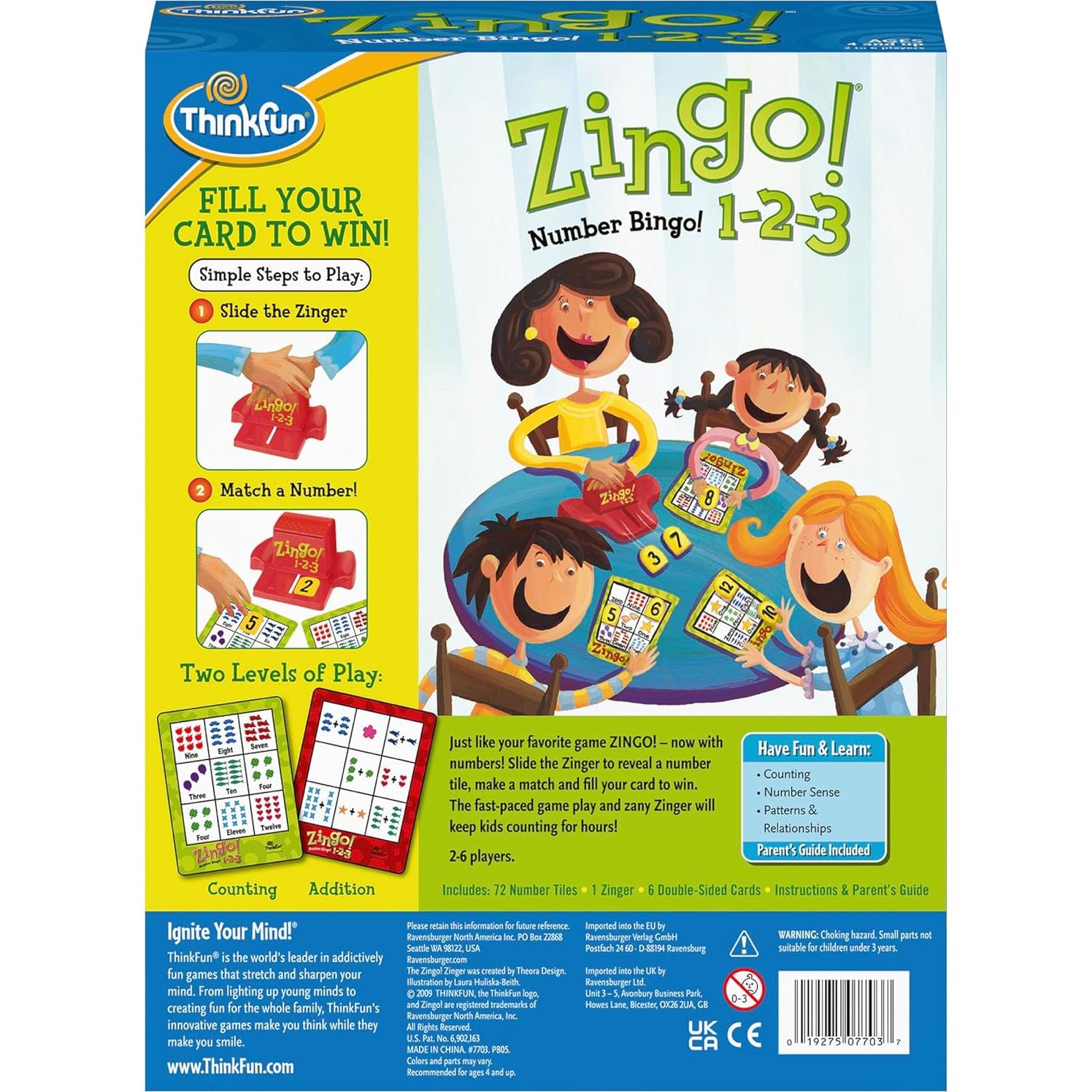 Juego de Bingo de Números ThinkFun Zingo 1-2-3 para Niños