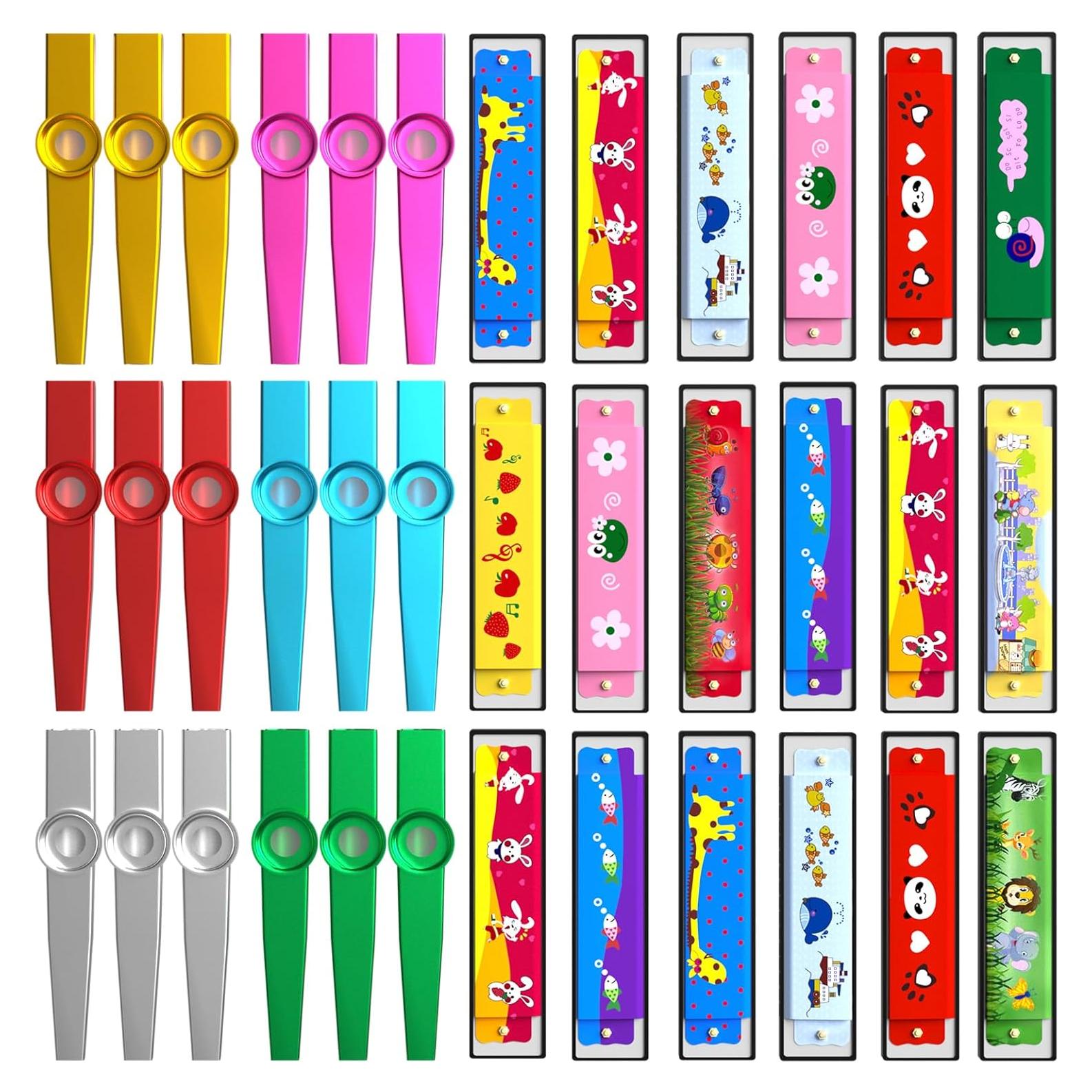 36 Piezas Juguetes Musicales para Niños - Armónicas y Kazoos