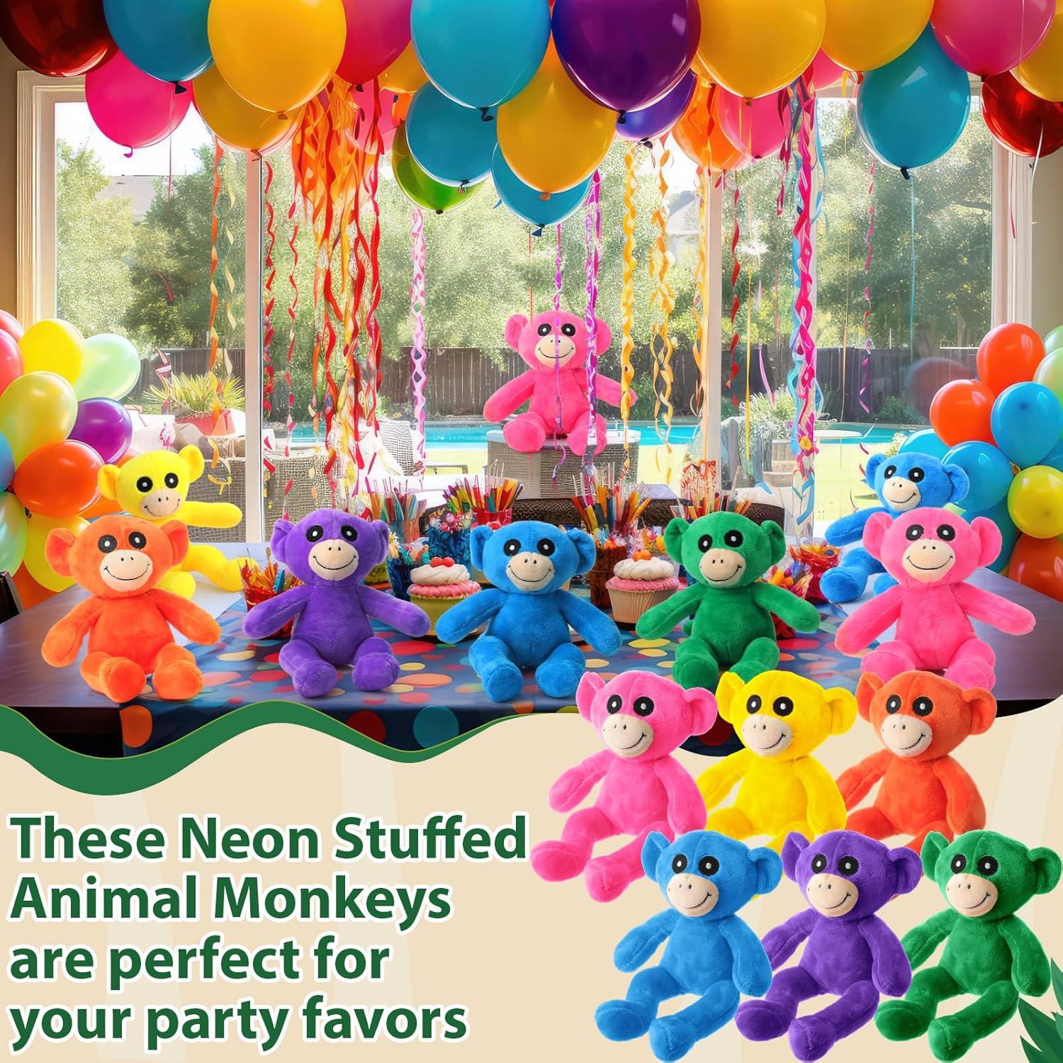 Monos de Peluche Neón Syhood 20 cm - 6 Piezas para Fiesta