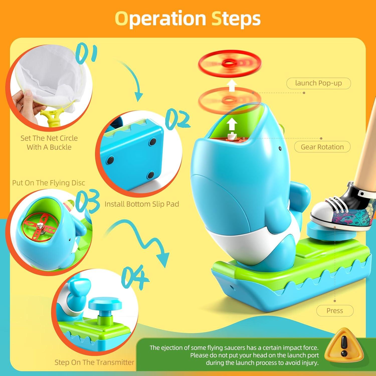 15 PCS Lanzador de Disco Volador WATUDOU Juguetes para Niños