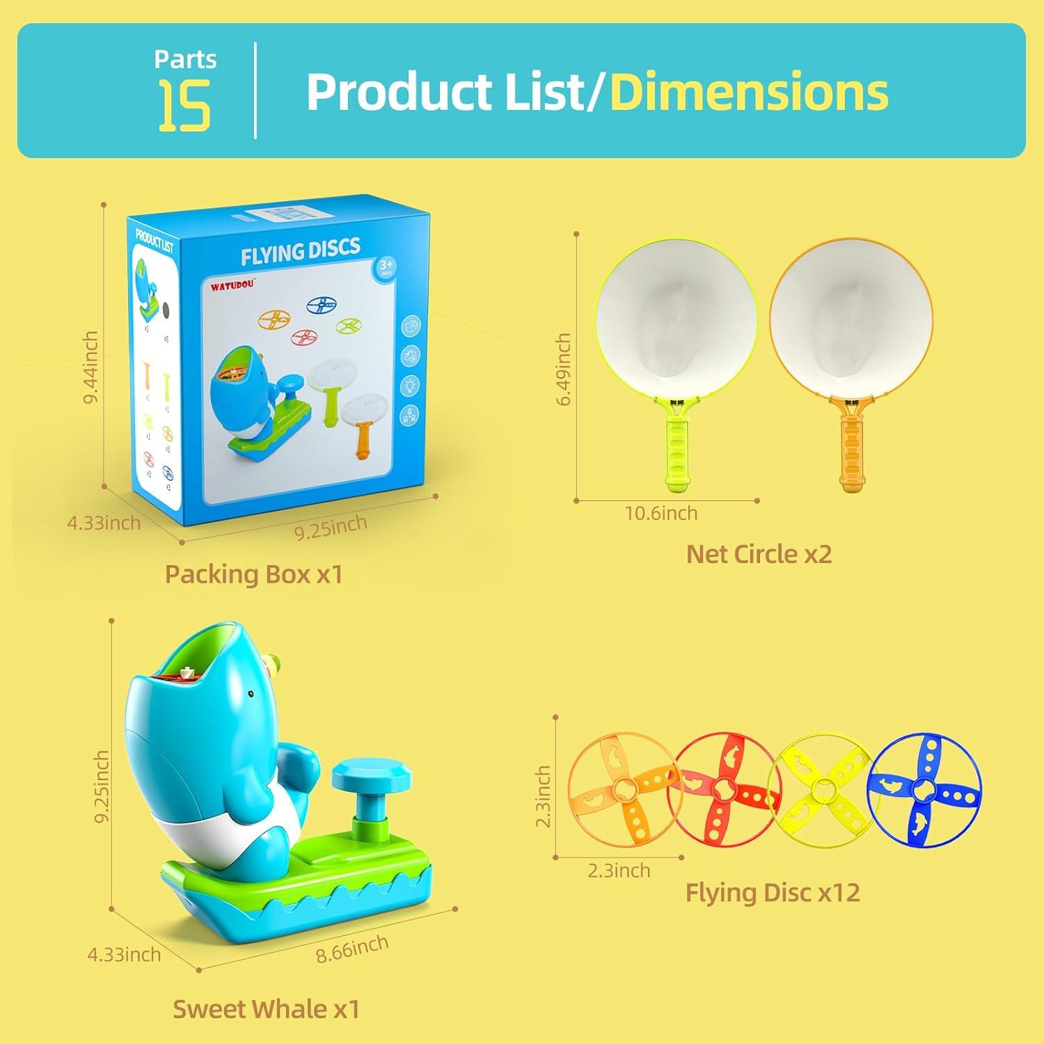 15 PCS Lanzador de Disco Volador WATUDOU Juguetes para Niños