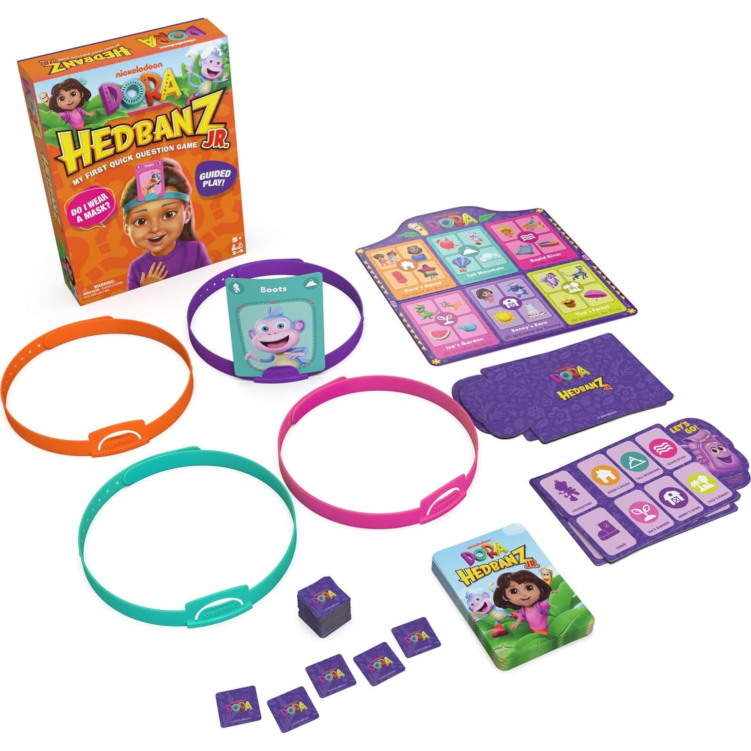 Juego de Cartas Hedbanz Jr. Dora la Exploradora - Spin Master, 2-4 Jugadores, 5+ Años