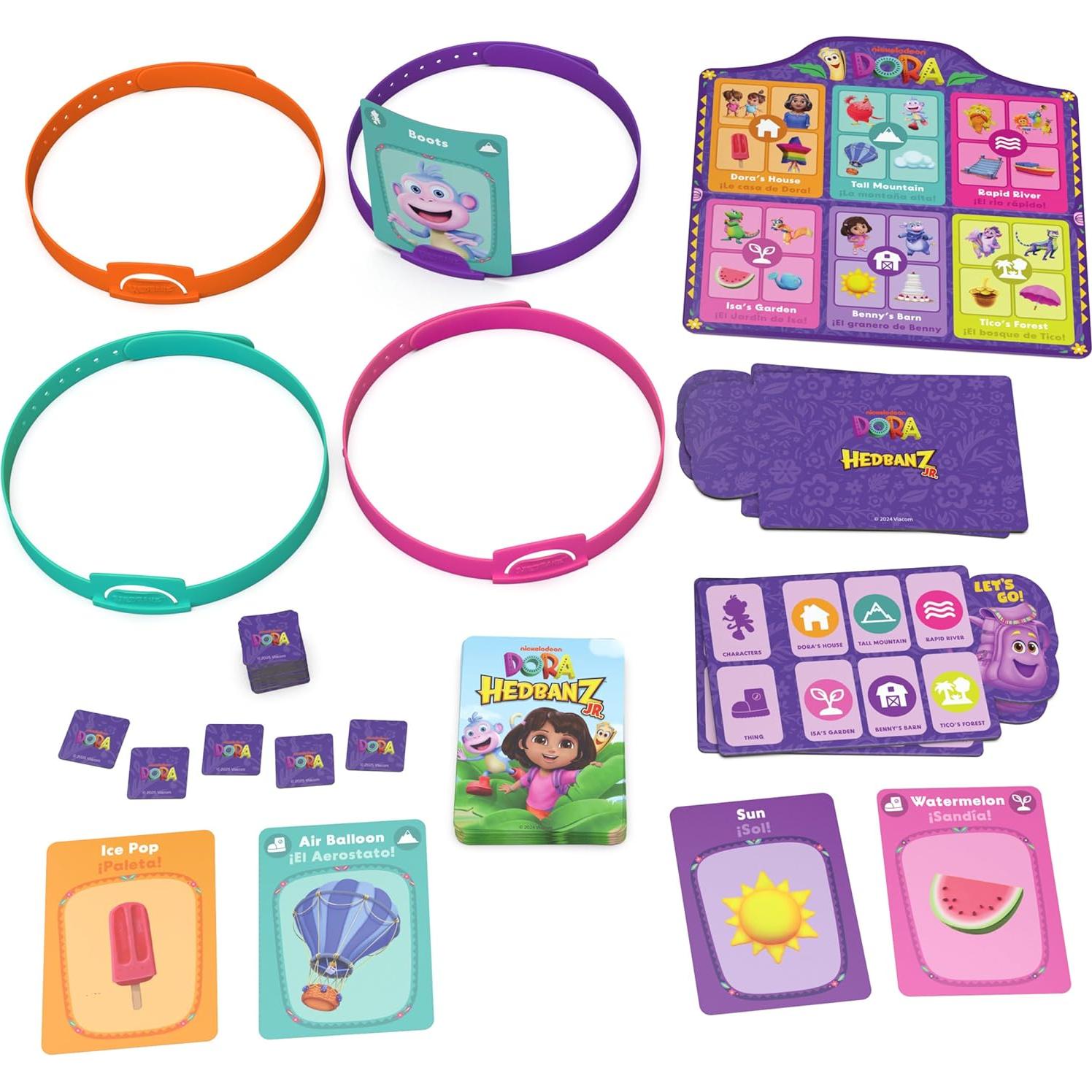 Juego de Cartas Hedbanz Jr. Dora la Exploradora - Spin Master, 2-4 Jugadores, 5+ Años