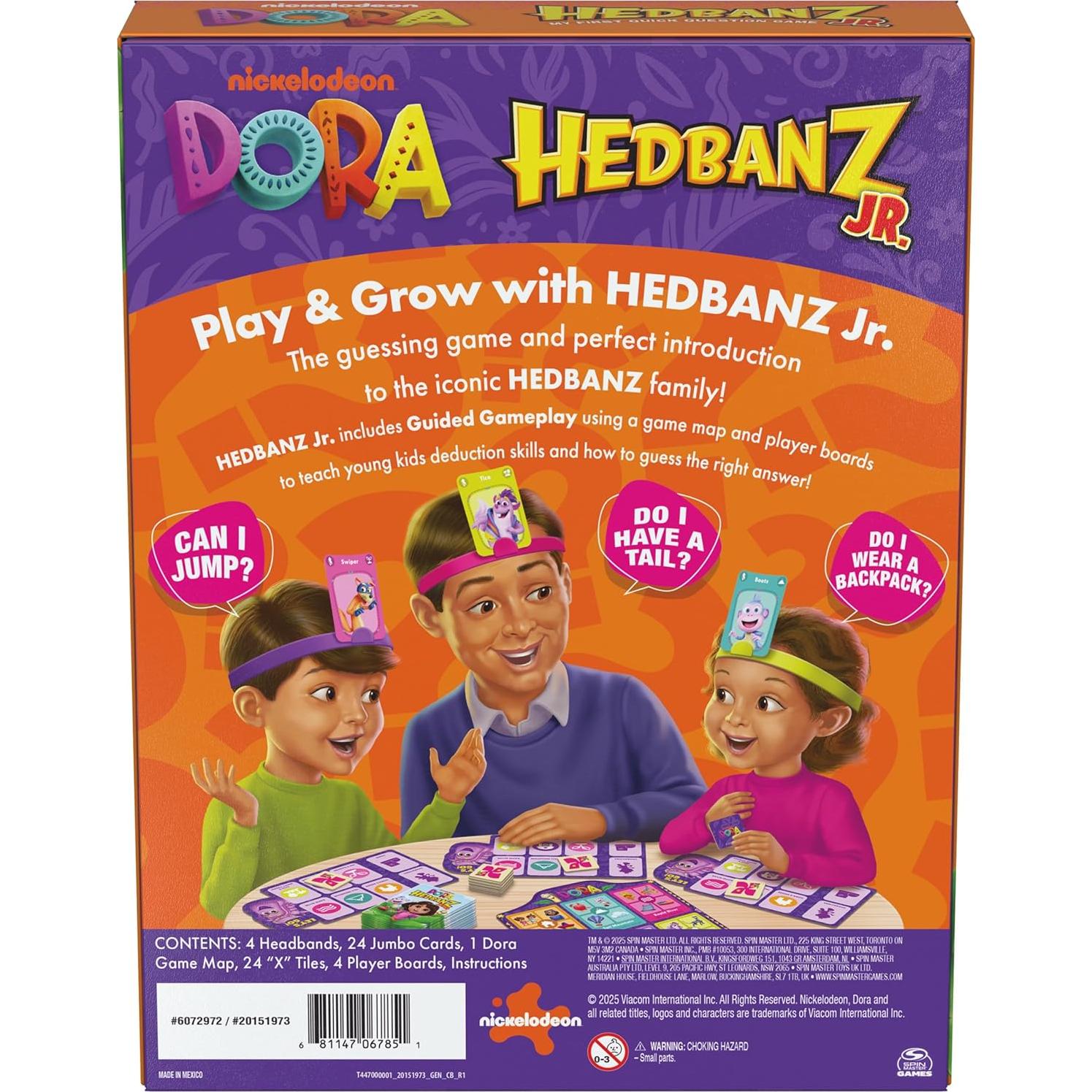 Juego de Cartas Hedbanz Jr. Dora la Exploradora - Spin Master, 2-4 Jugadores, 5+ Años